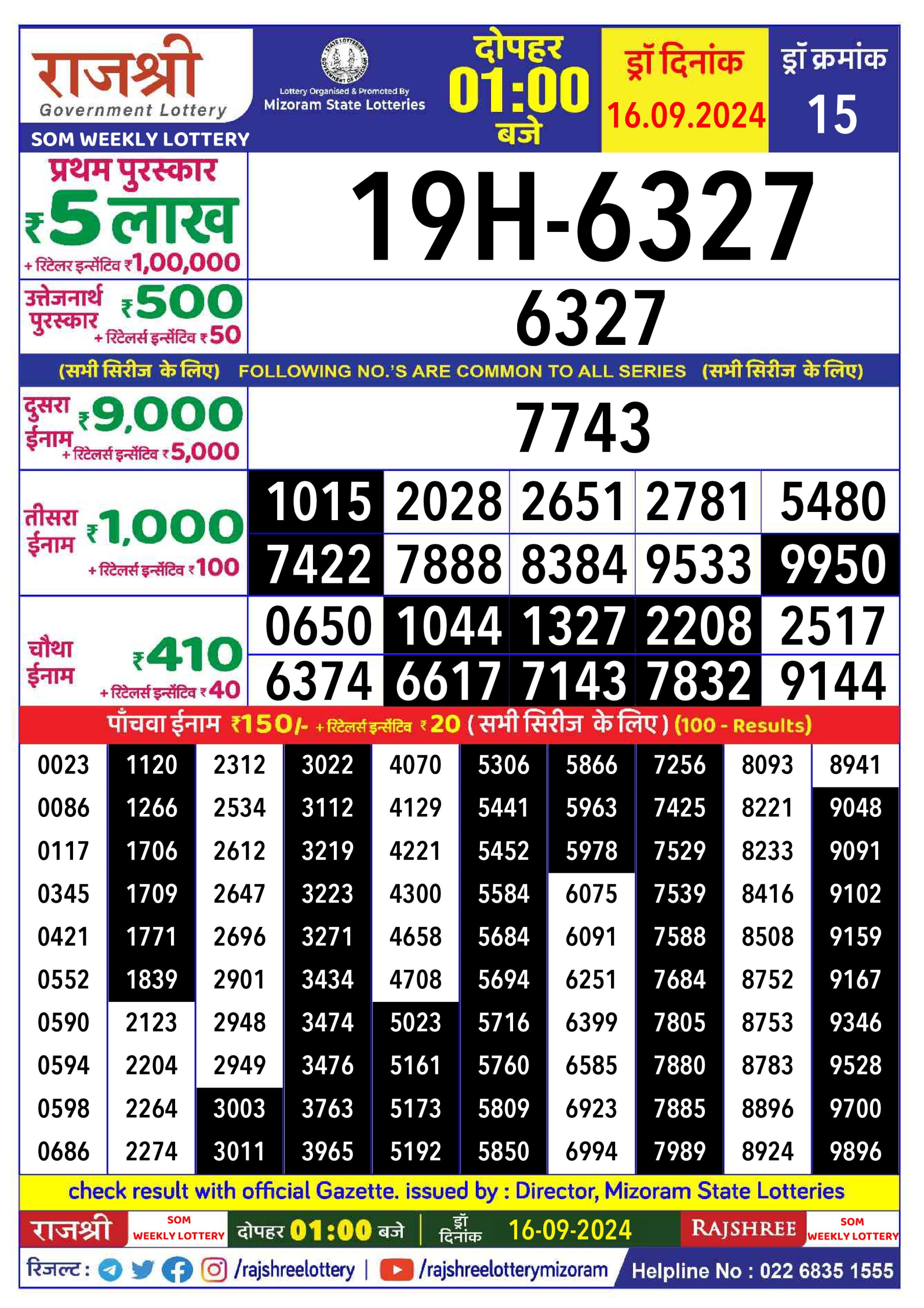 Everest Result Today Dear Lottery Chart