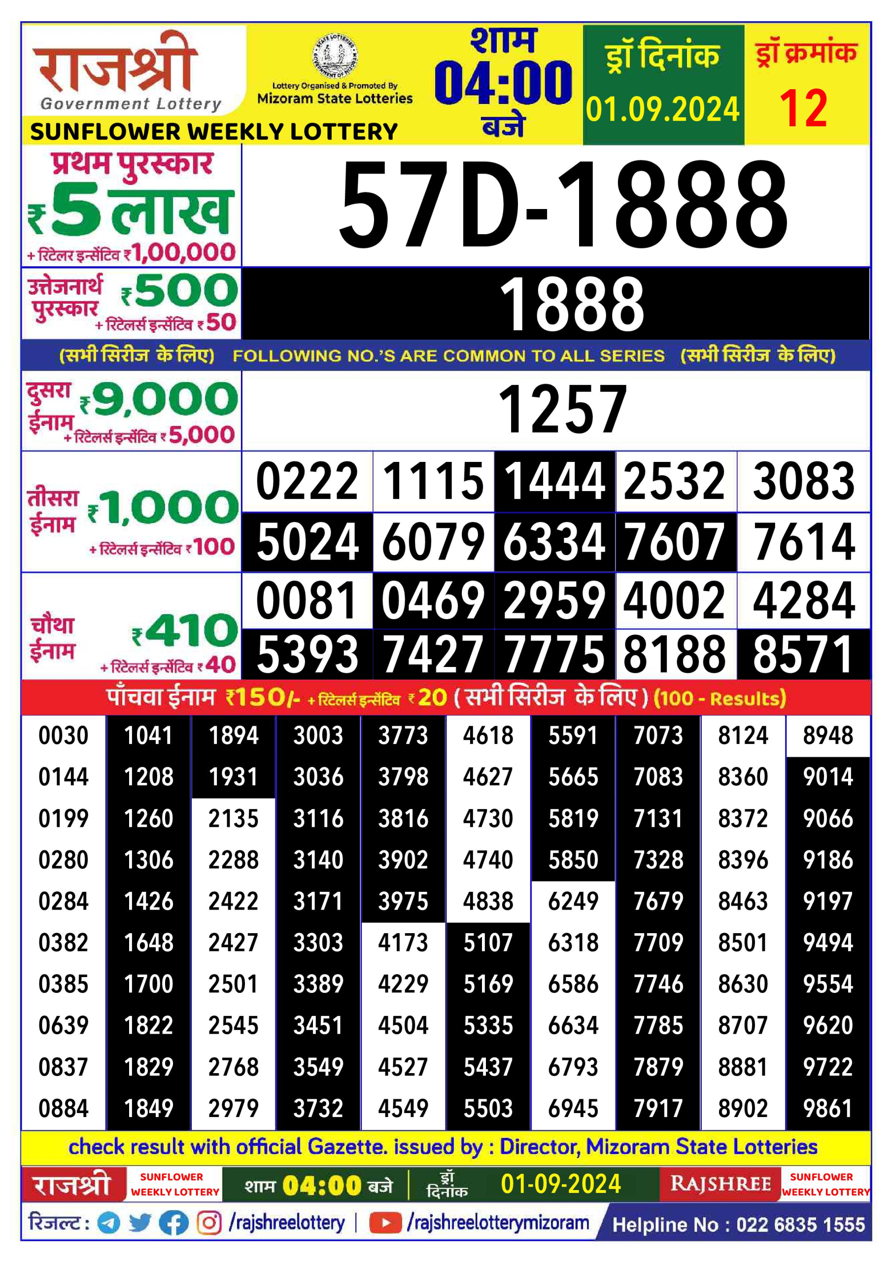 Everest Result Today Dear Lottery Chart