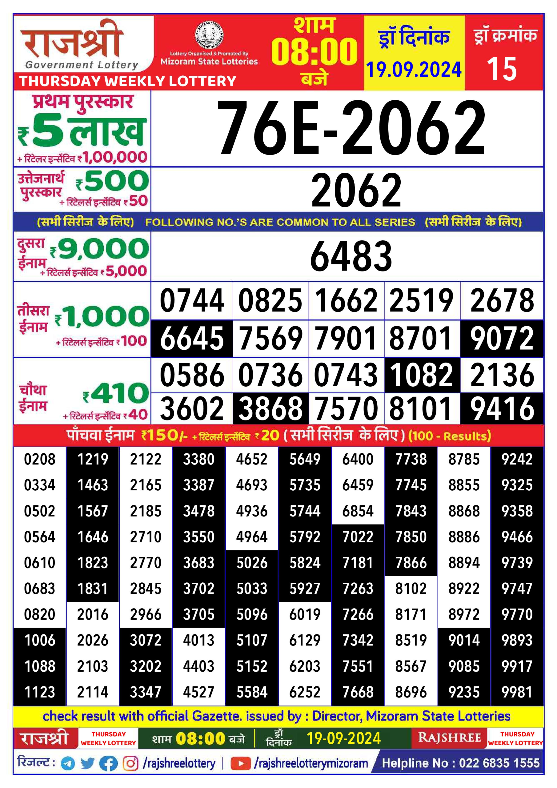 Everest Result Today Dear Lottery Chart