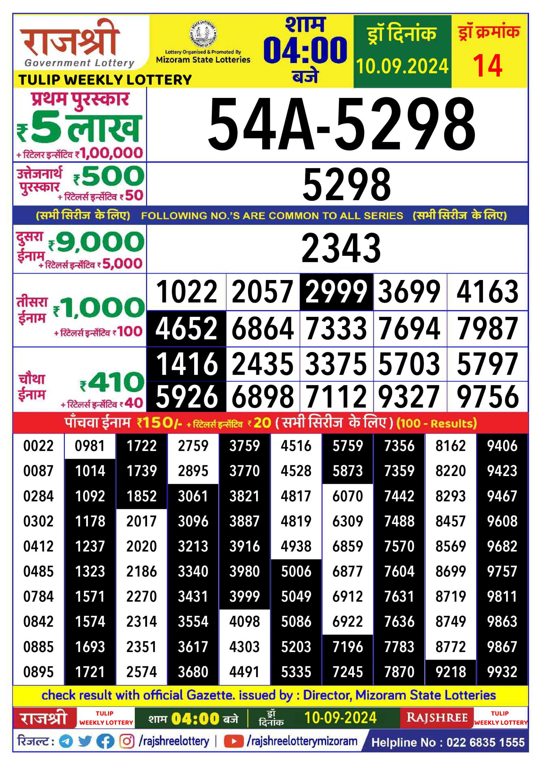 Everest Result Today Dear Lottery Chart