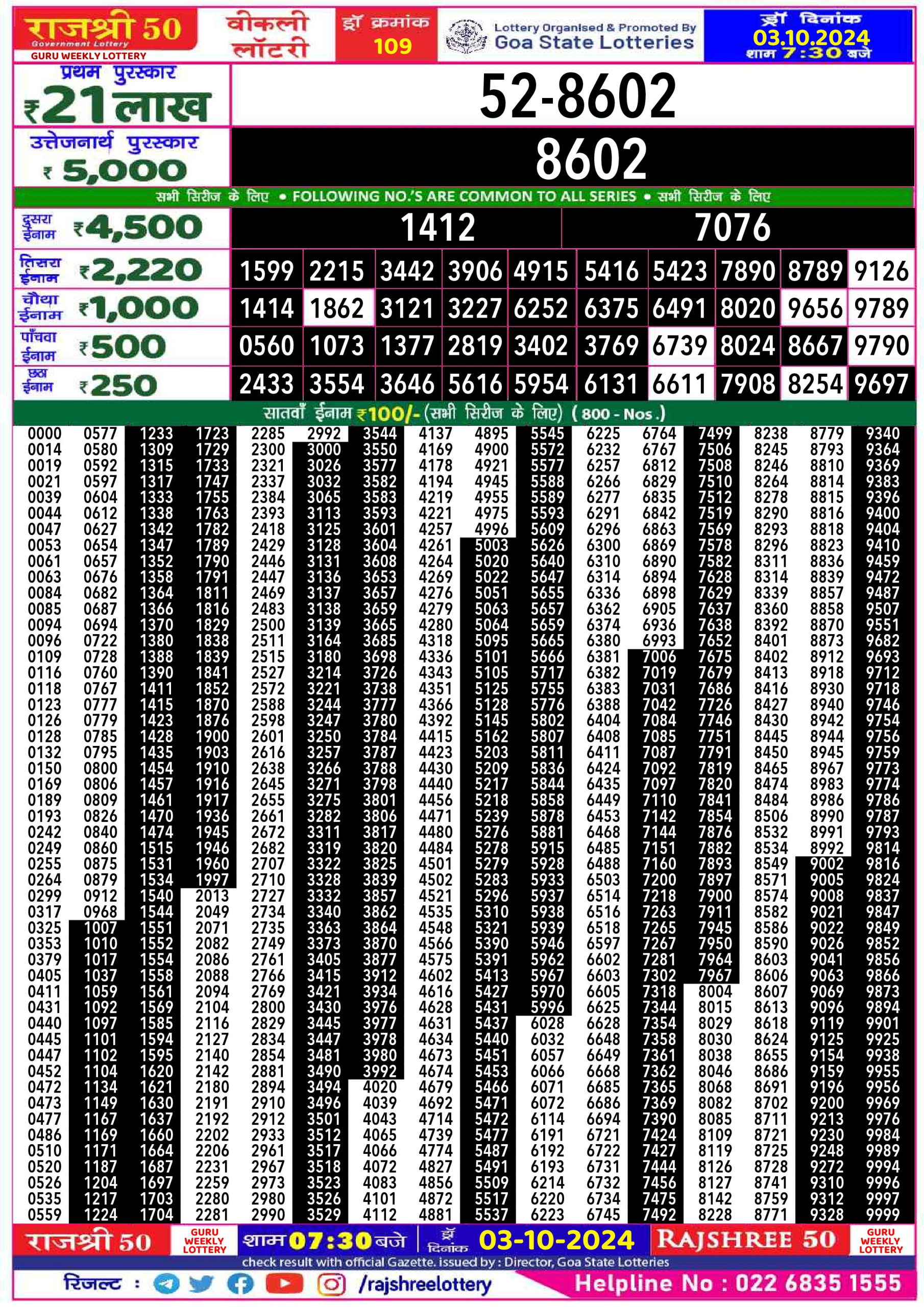 Everest Result Today Dear Lottery Chart