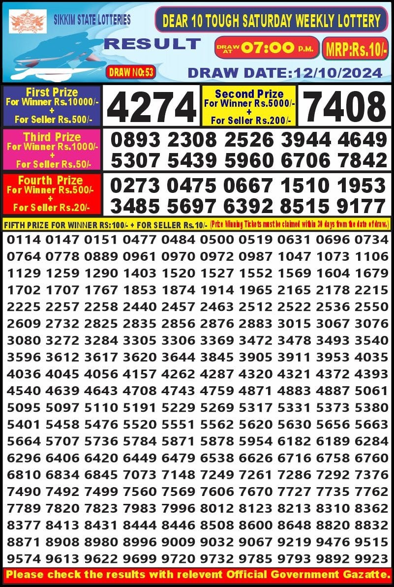 Everest Result Today Dear Lottery Chart