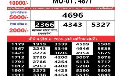 Maharashtra mohini weekly lottery result 6.10.24