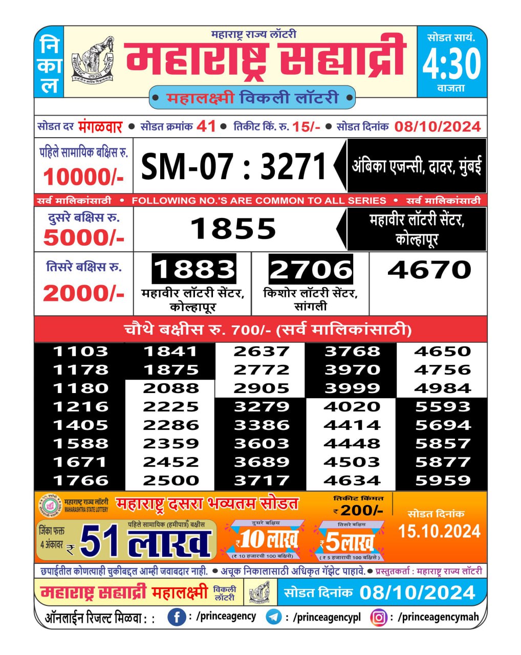 Everest Result Today Dear Lottery Chart