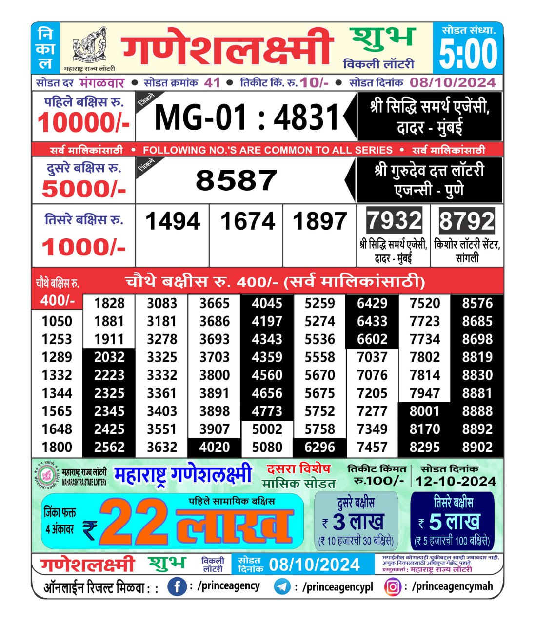 Everest Result Today Dear Lottery Chart