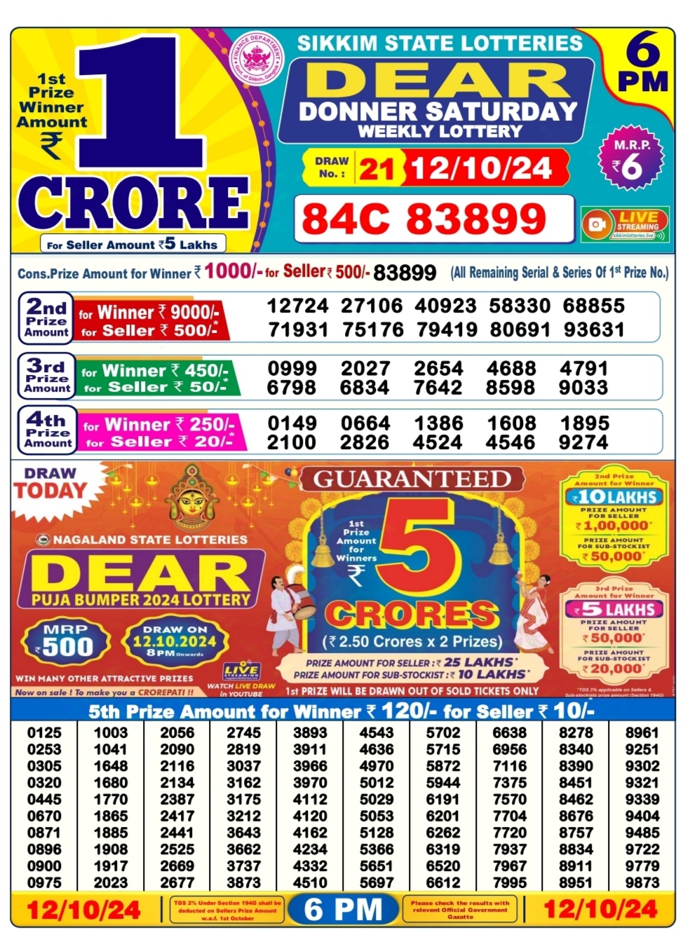 Everest Result Today Dear Lottery Chart