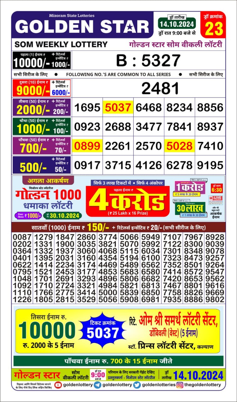 Everest Result Today Dear Lottery Chart