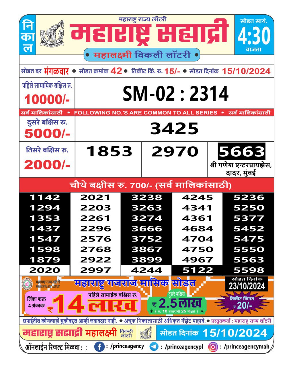 Everest Result Today Dear Lottery Chart