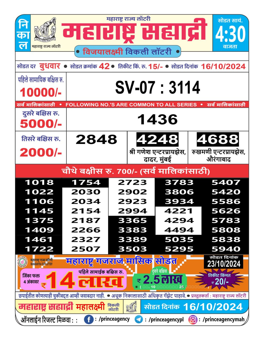 Everest Result Today Dear Lottery Chart