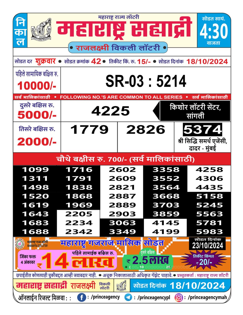 Everest Result Today Dear Lottery Chart