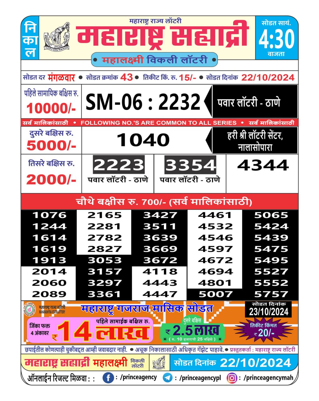 Everest Result Today Dear Lottery Chart