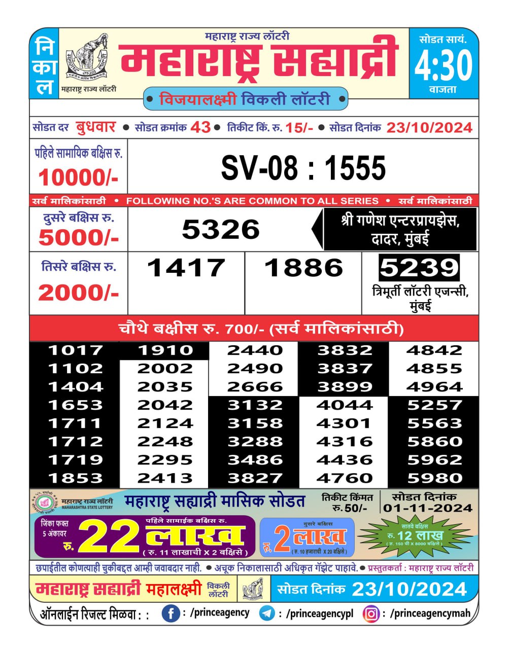 Everest Result Today Dear Lottery Chart