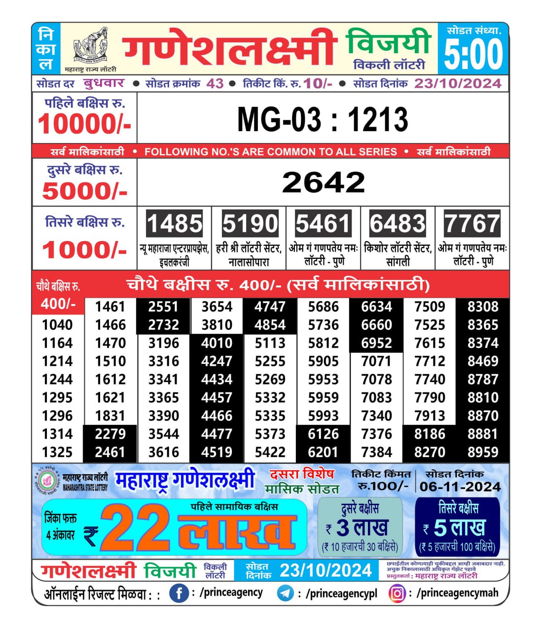 Everest Result Today Dear Lottery Chart