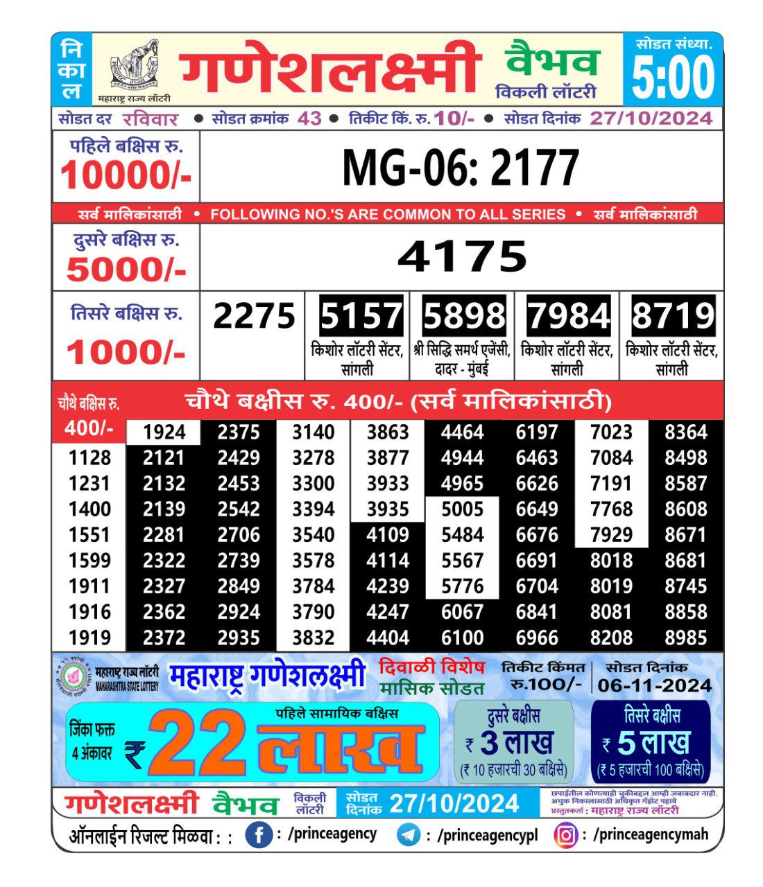 Everest Result Today Dear Lottery Chart