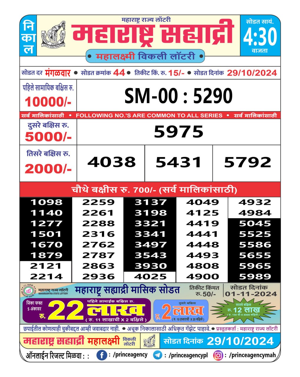 Everest Result Today Dear Lottery Chart