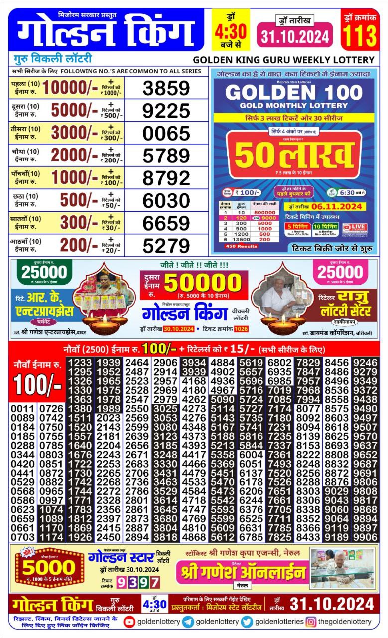 Everest Result Today Dear Lottery Chart