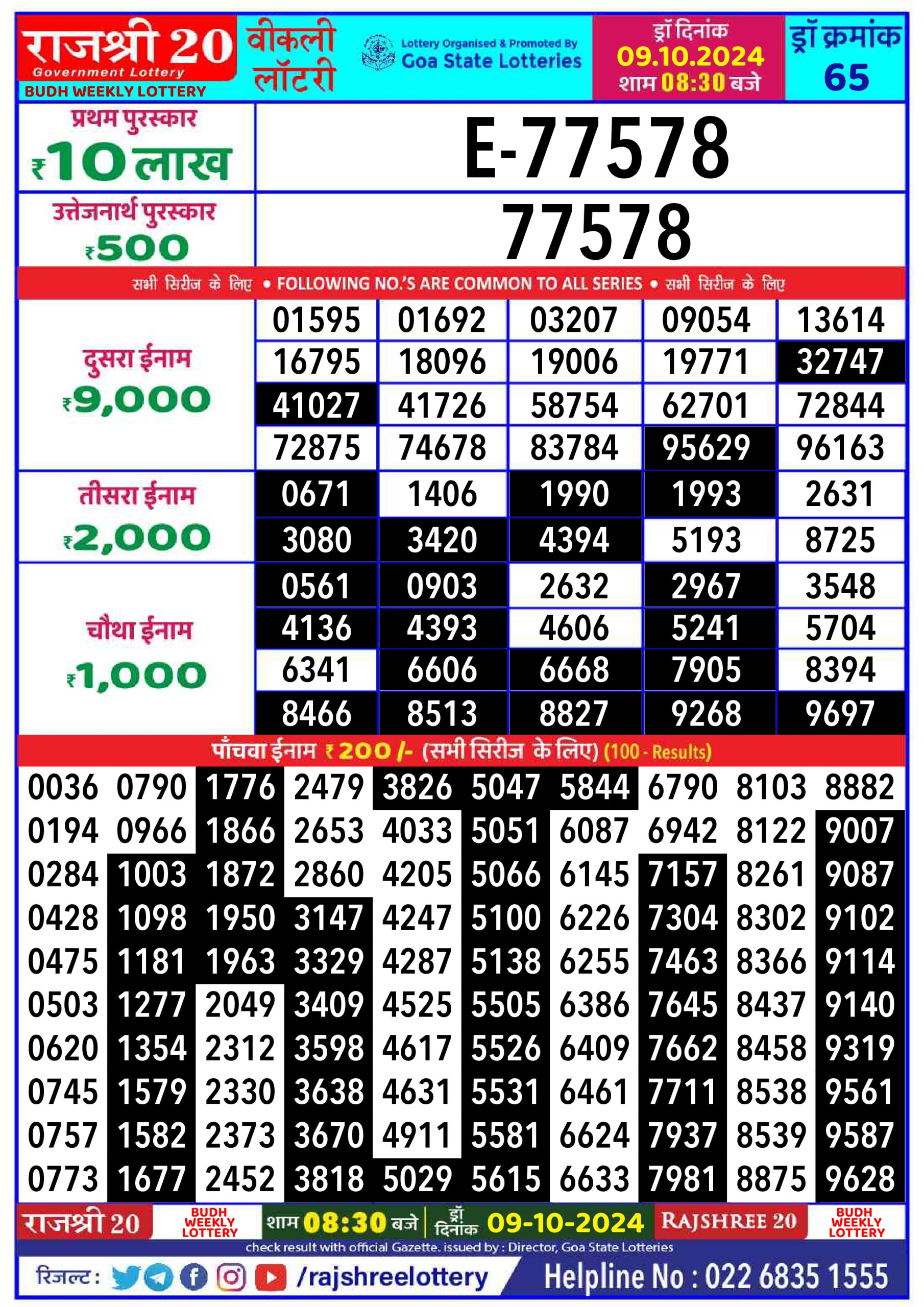 Everest Result Today Dear Lottery Chart