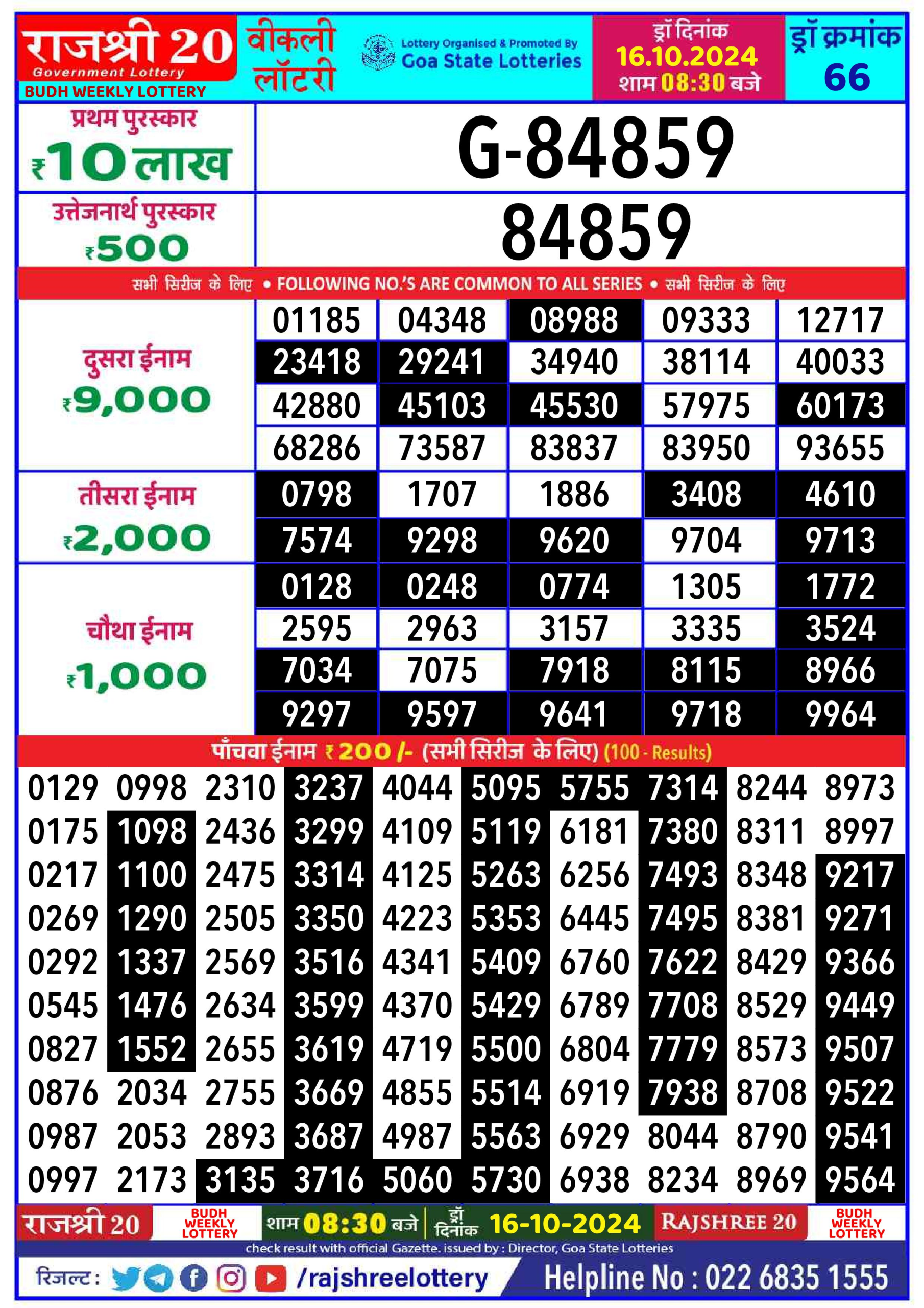 Everest Result Today Dear Lottery Chart