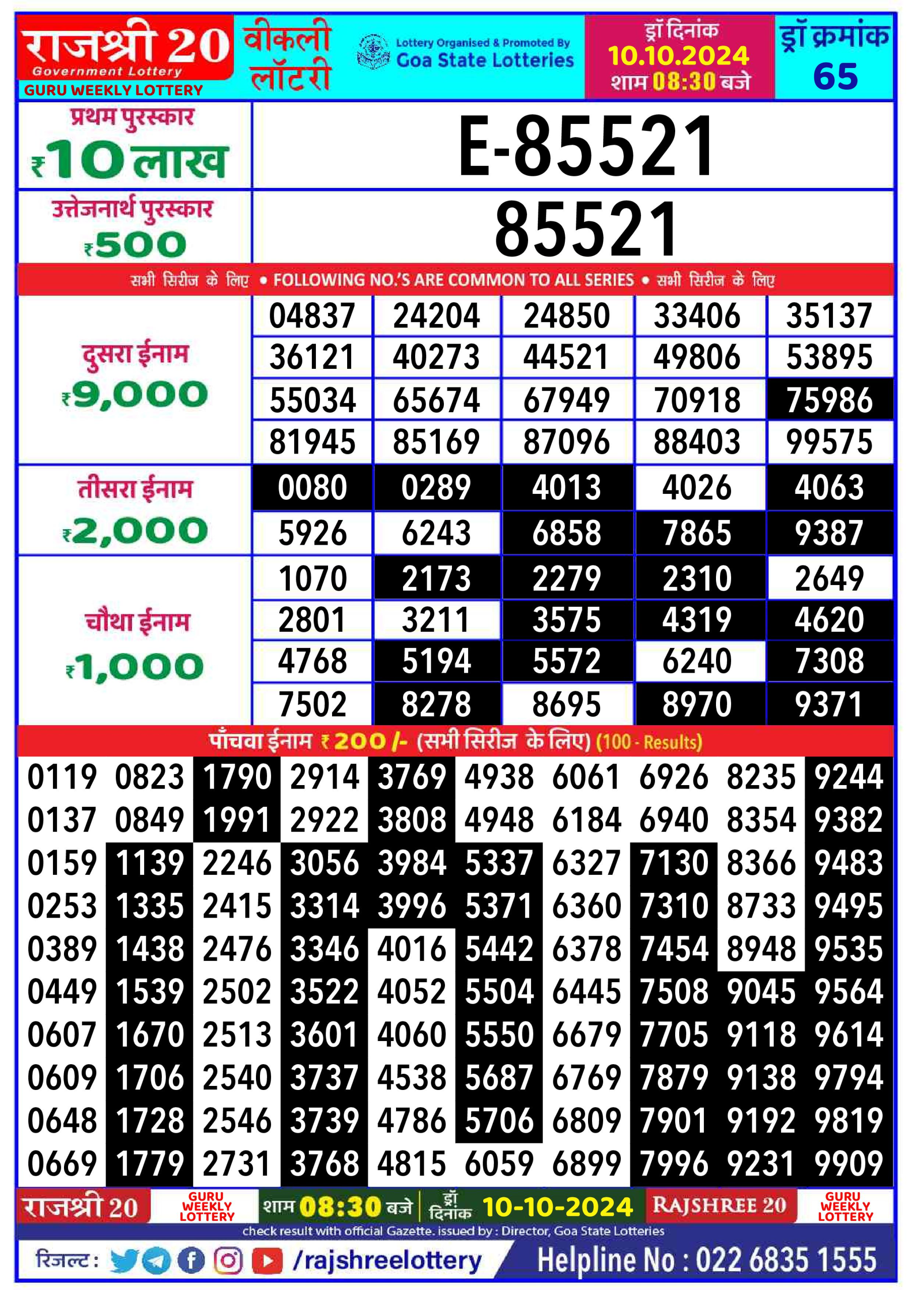 Everest Result Today Dear Lottery Chart