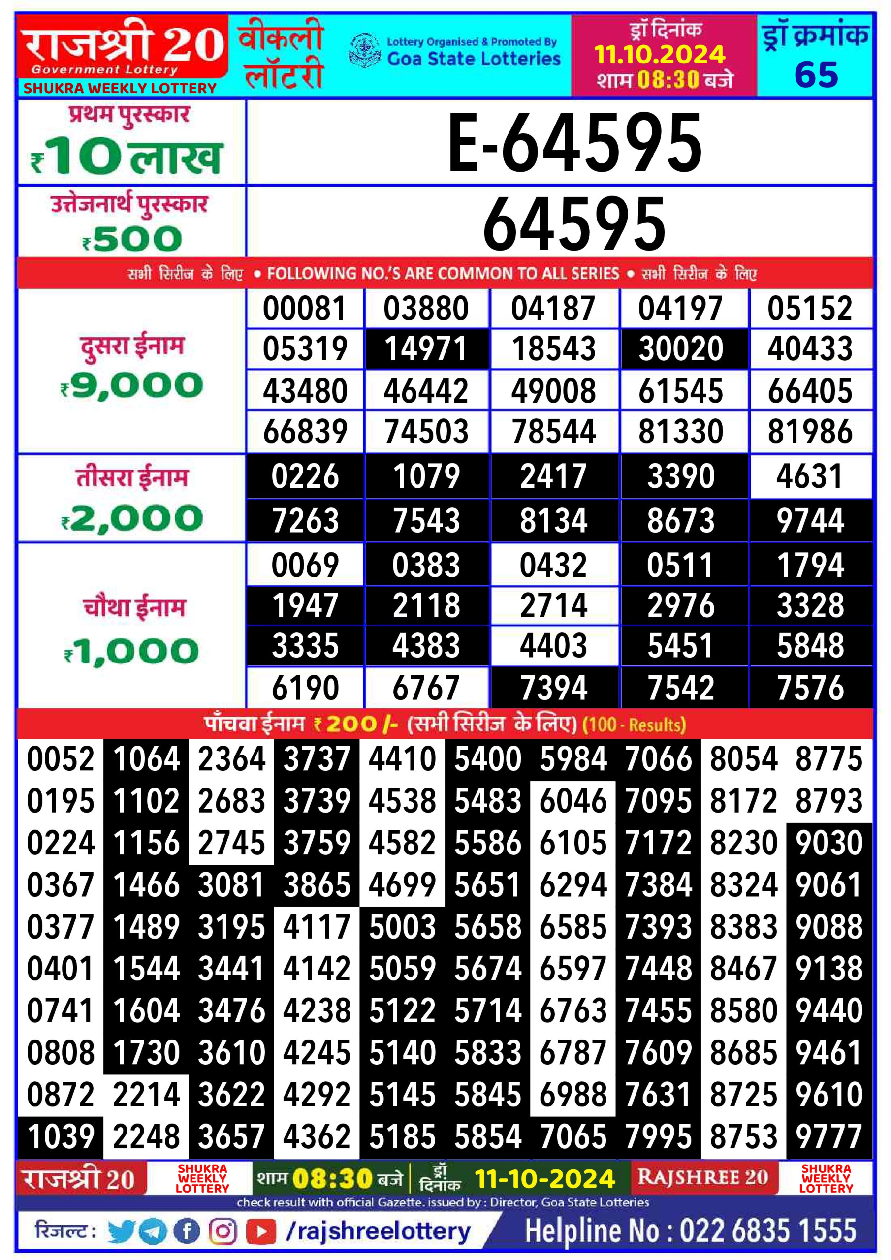 Everest Result Today Dear Lottery Chart