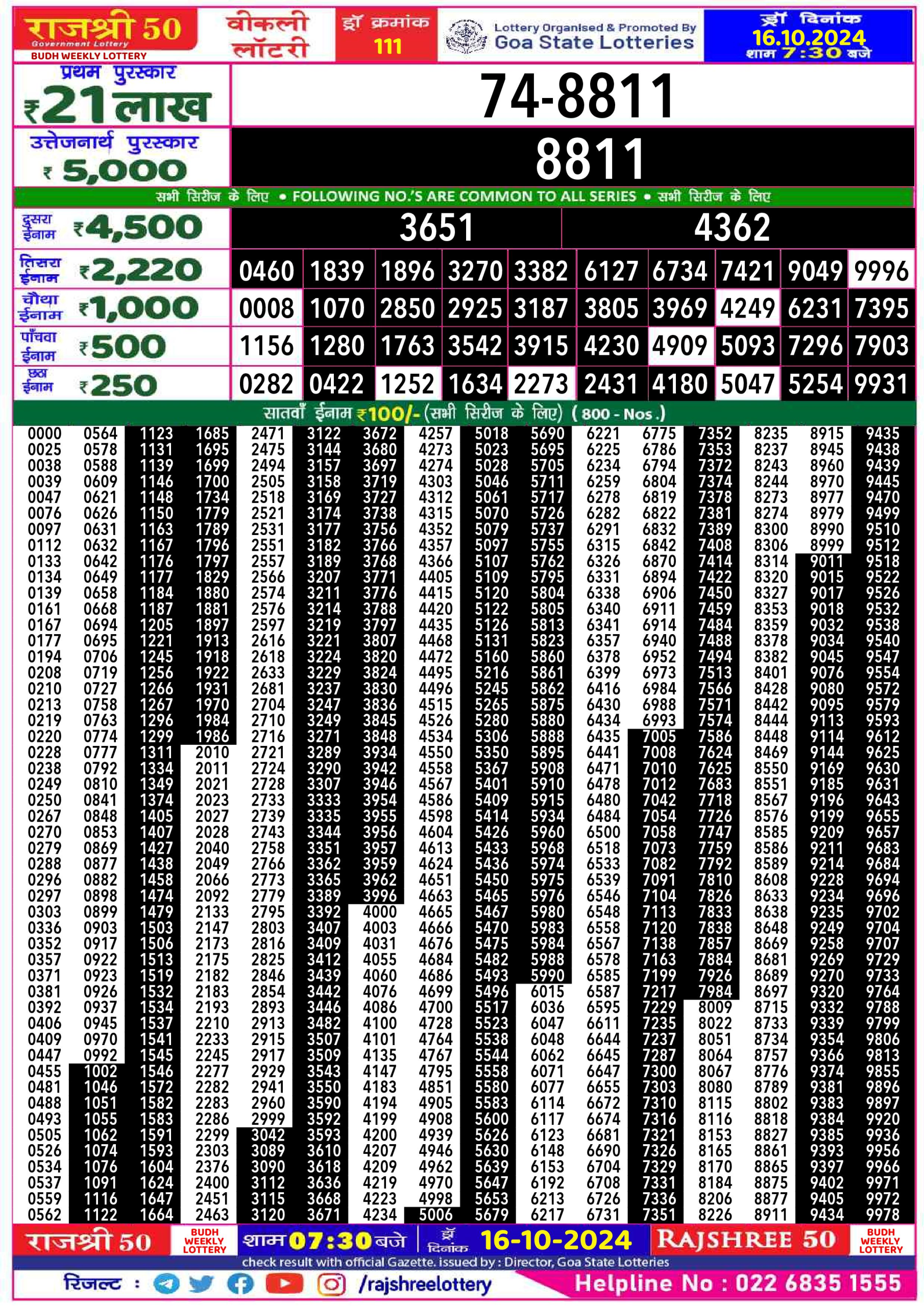 Everest Result Today Dear Lottery Chart