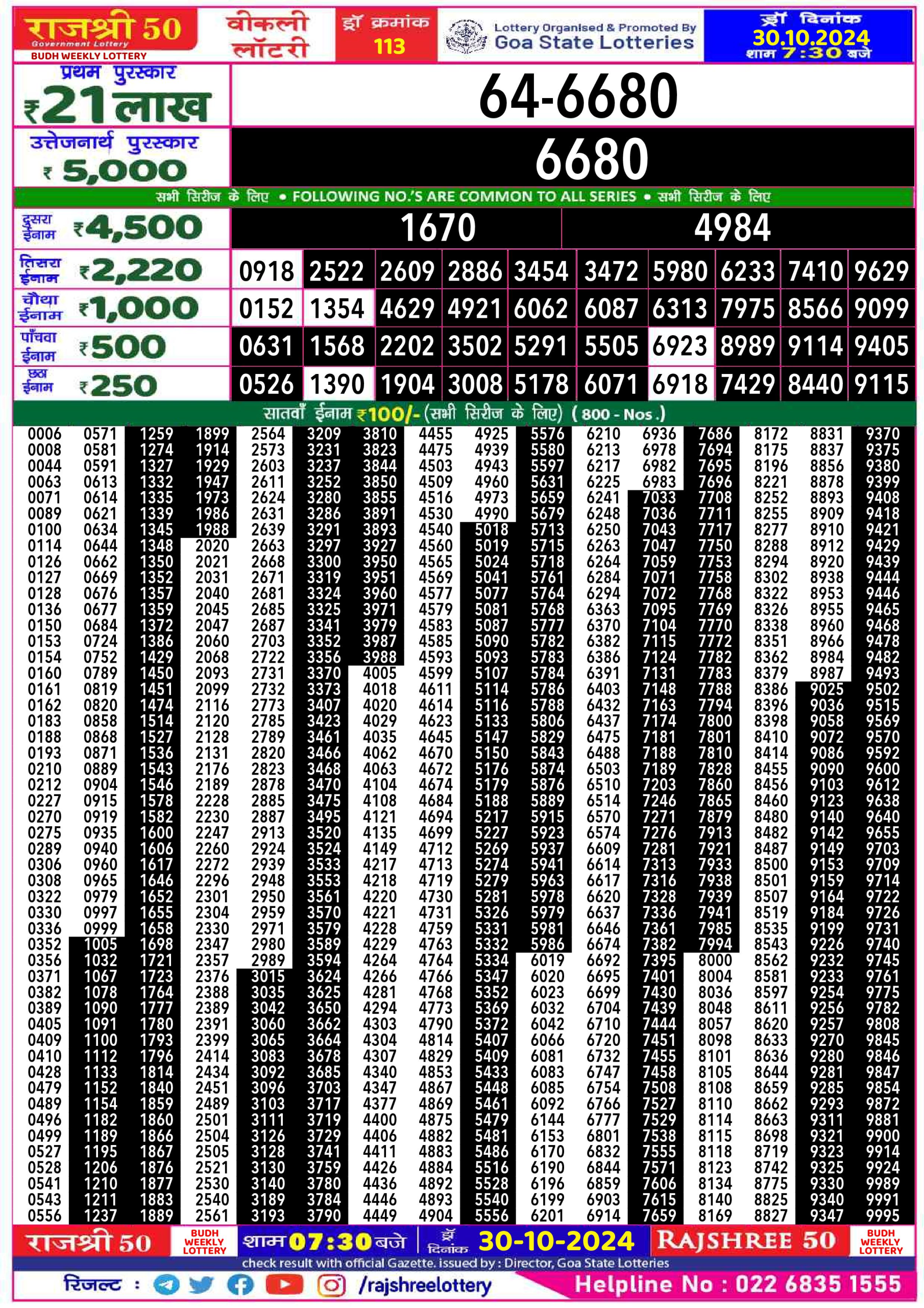 Everest Result Today Dear Lottery Chart