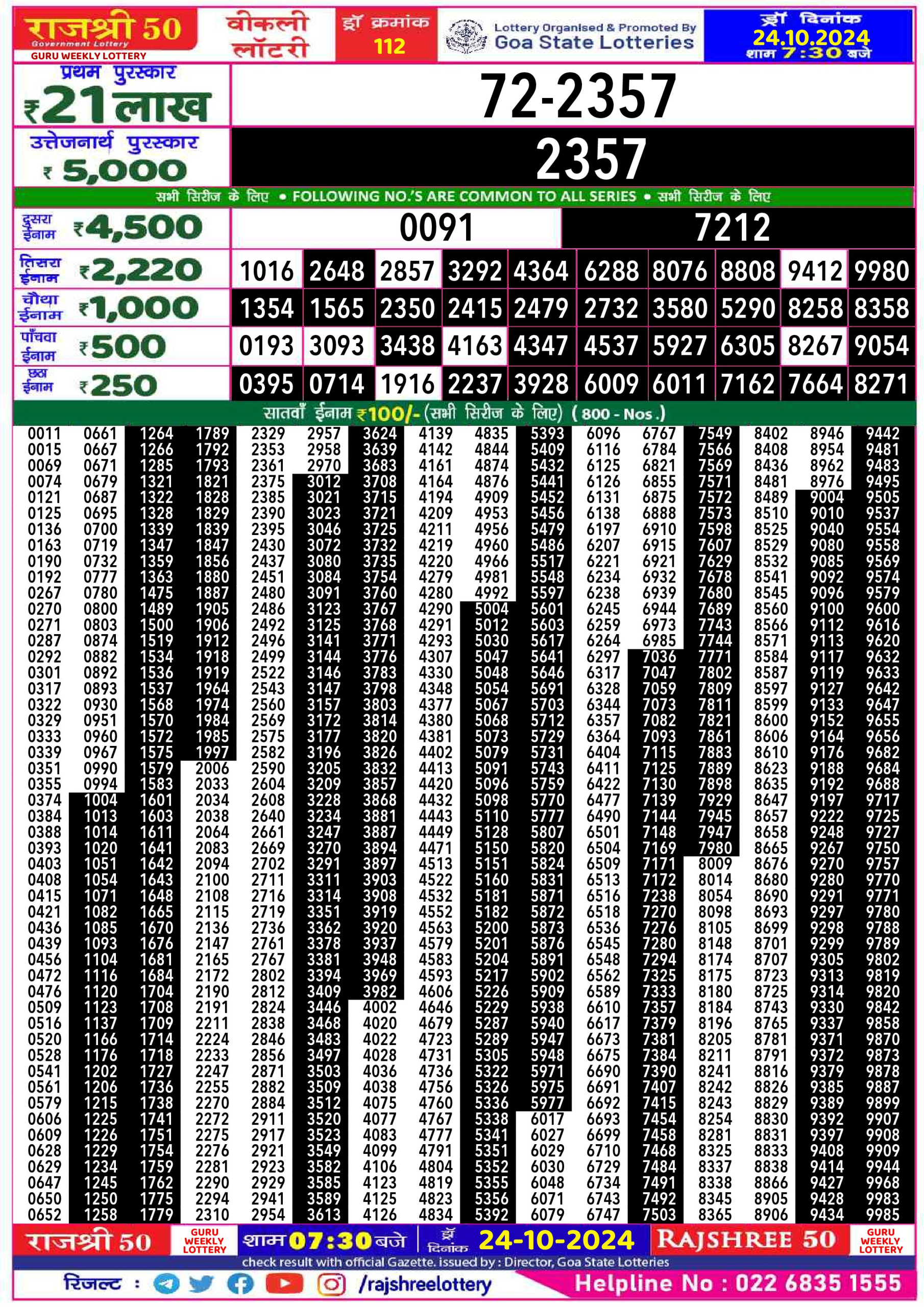 Everest Result Today Dear Lottery Chart