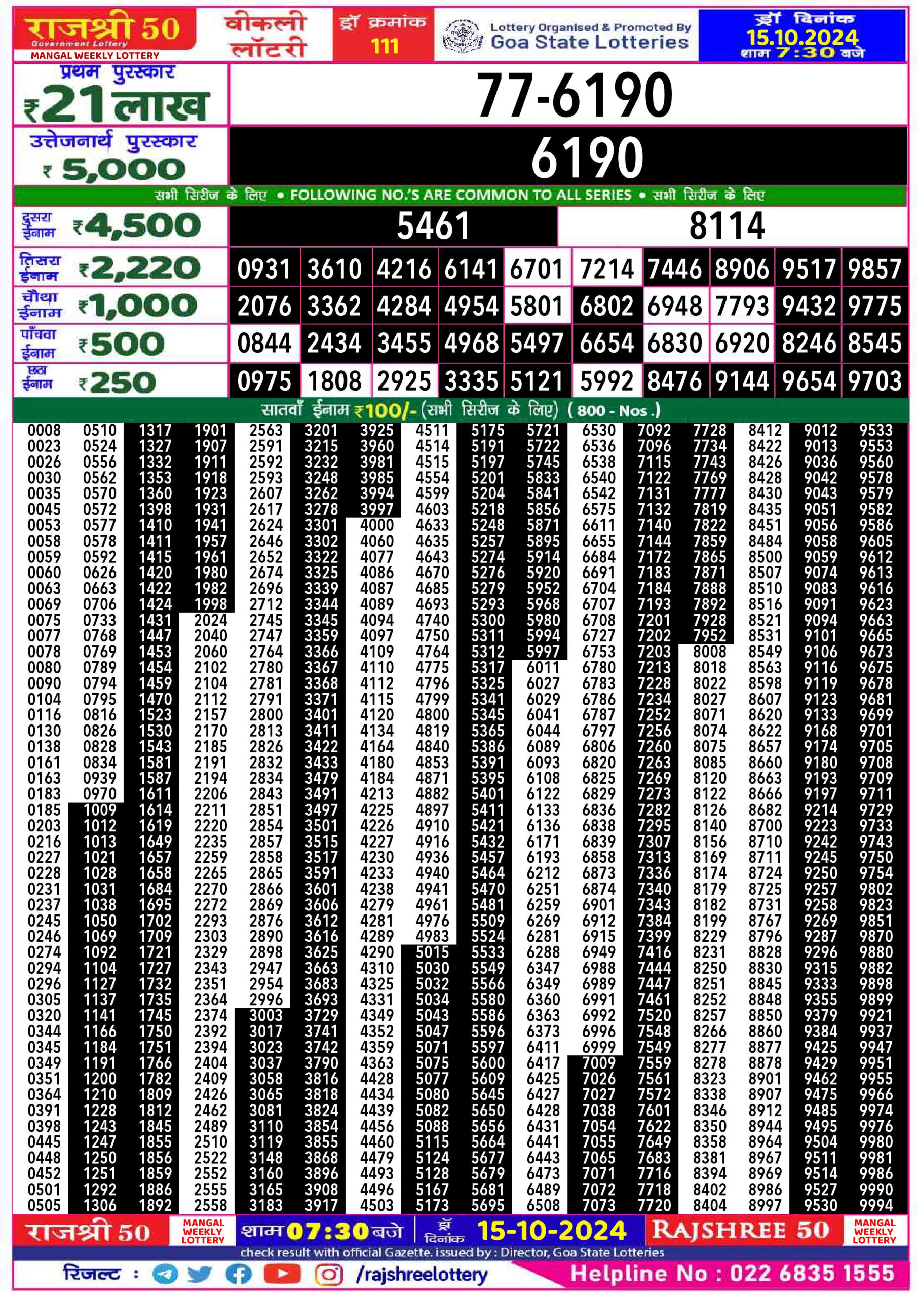 Everest Result Today Dear Lottery Chart