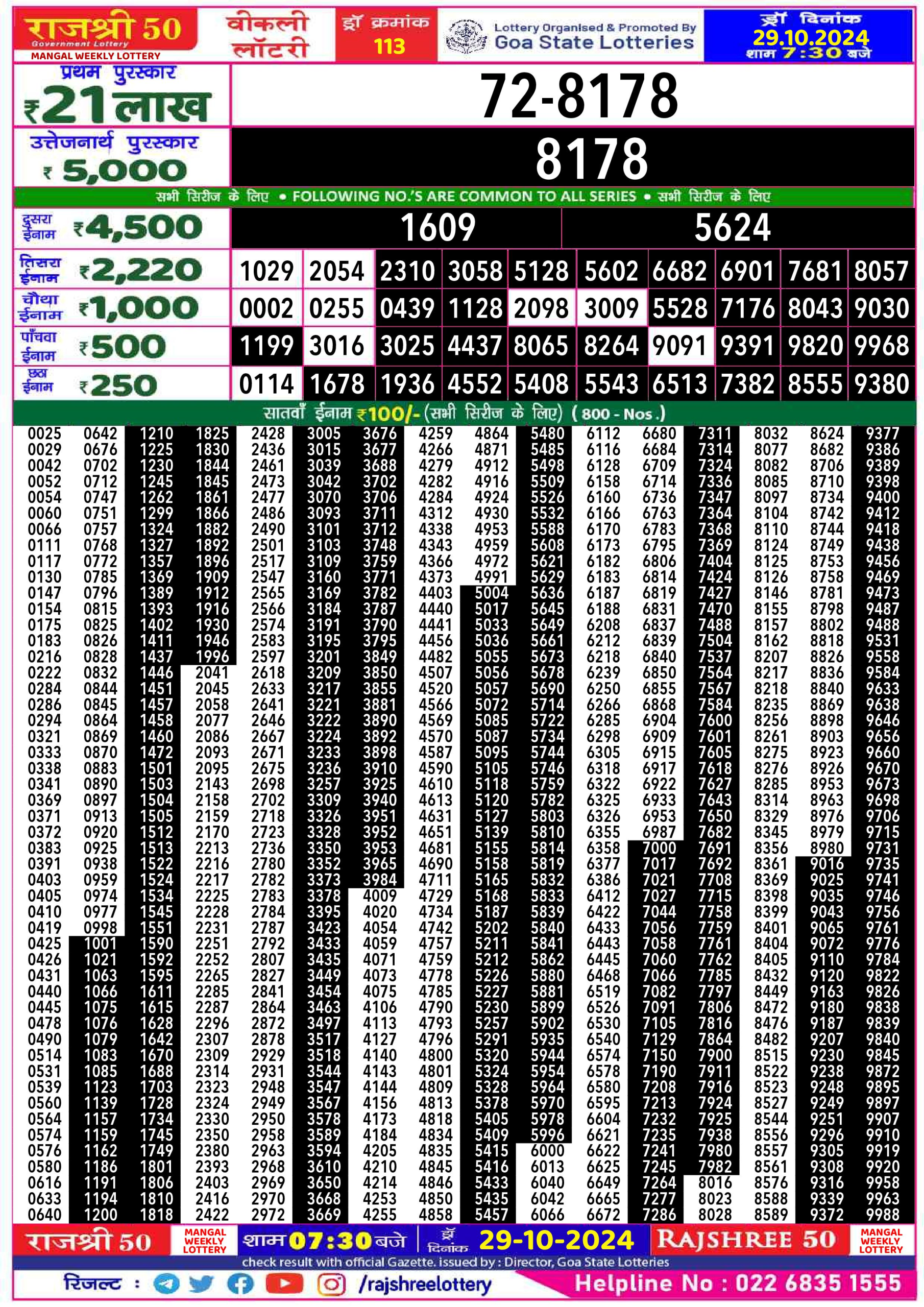 Everest Result Today Dear Lottery Chart