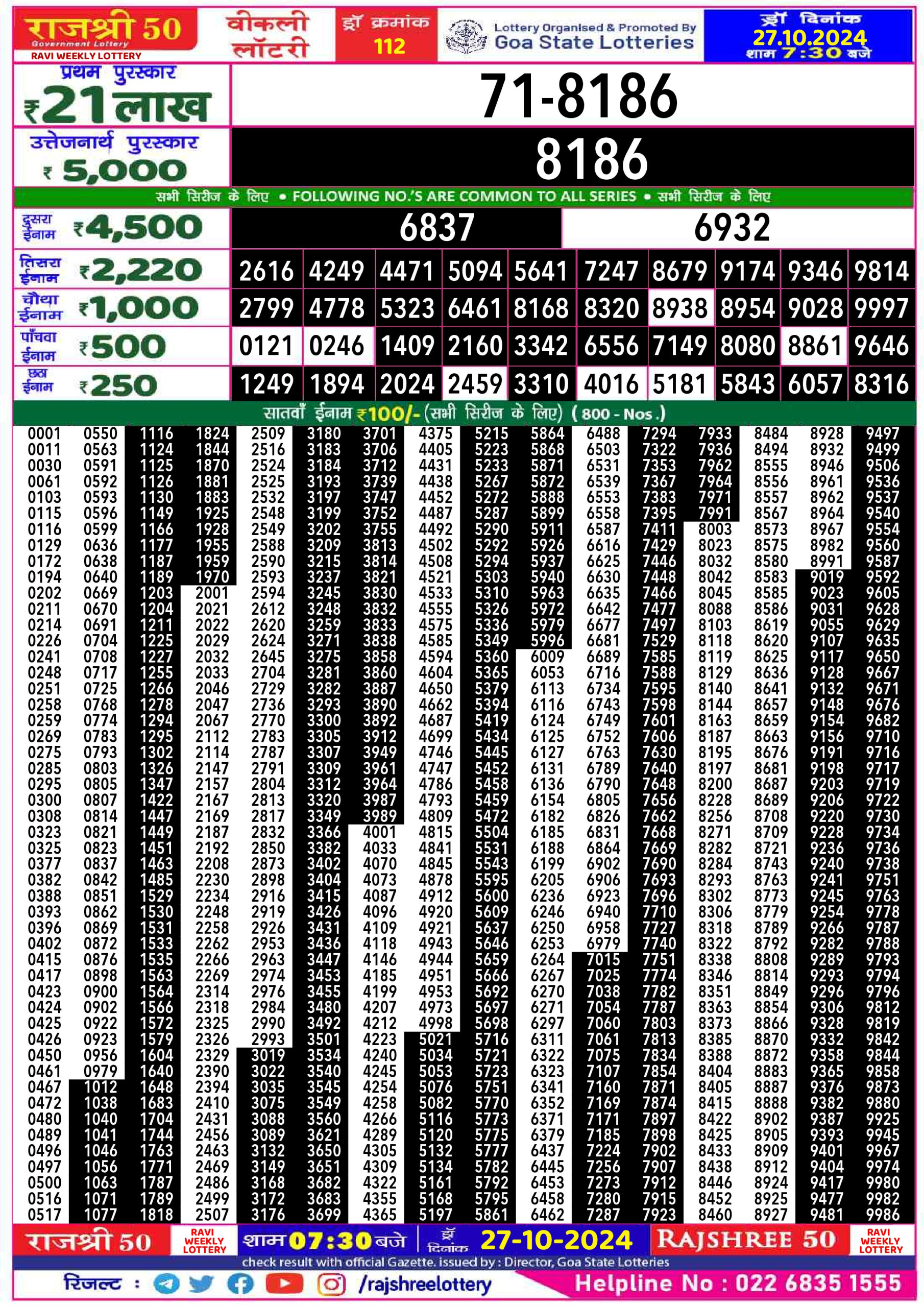 Everest Result Today Dear Lottery Chart