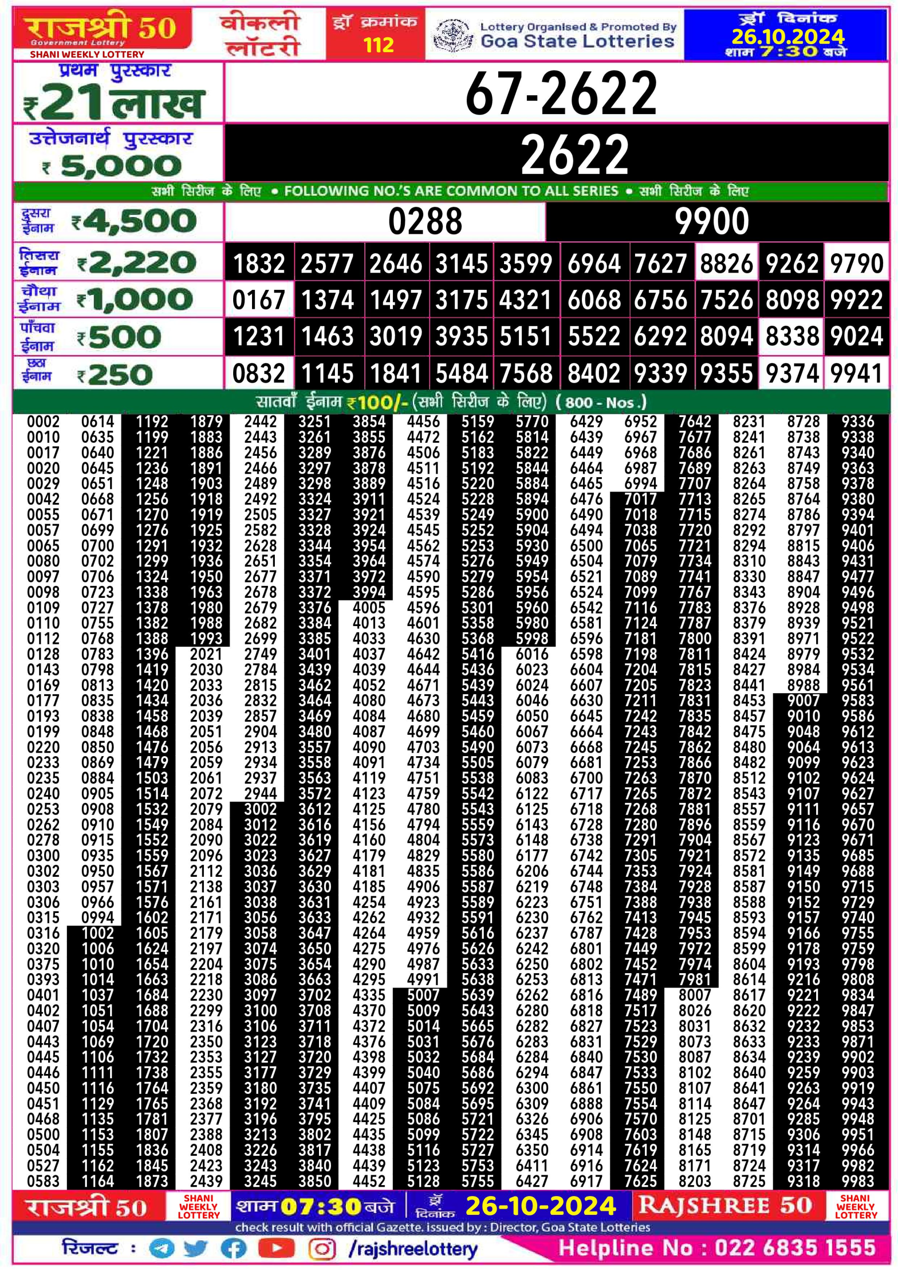 Everest Result Today Dear Lottery Chart