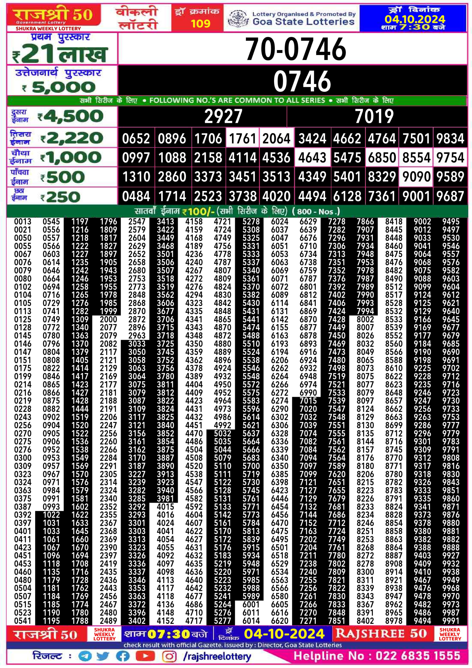 Everest Result Today Dear Lottery Chart