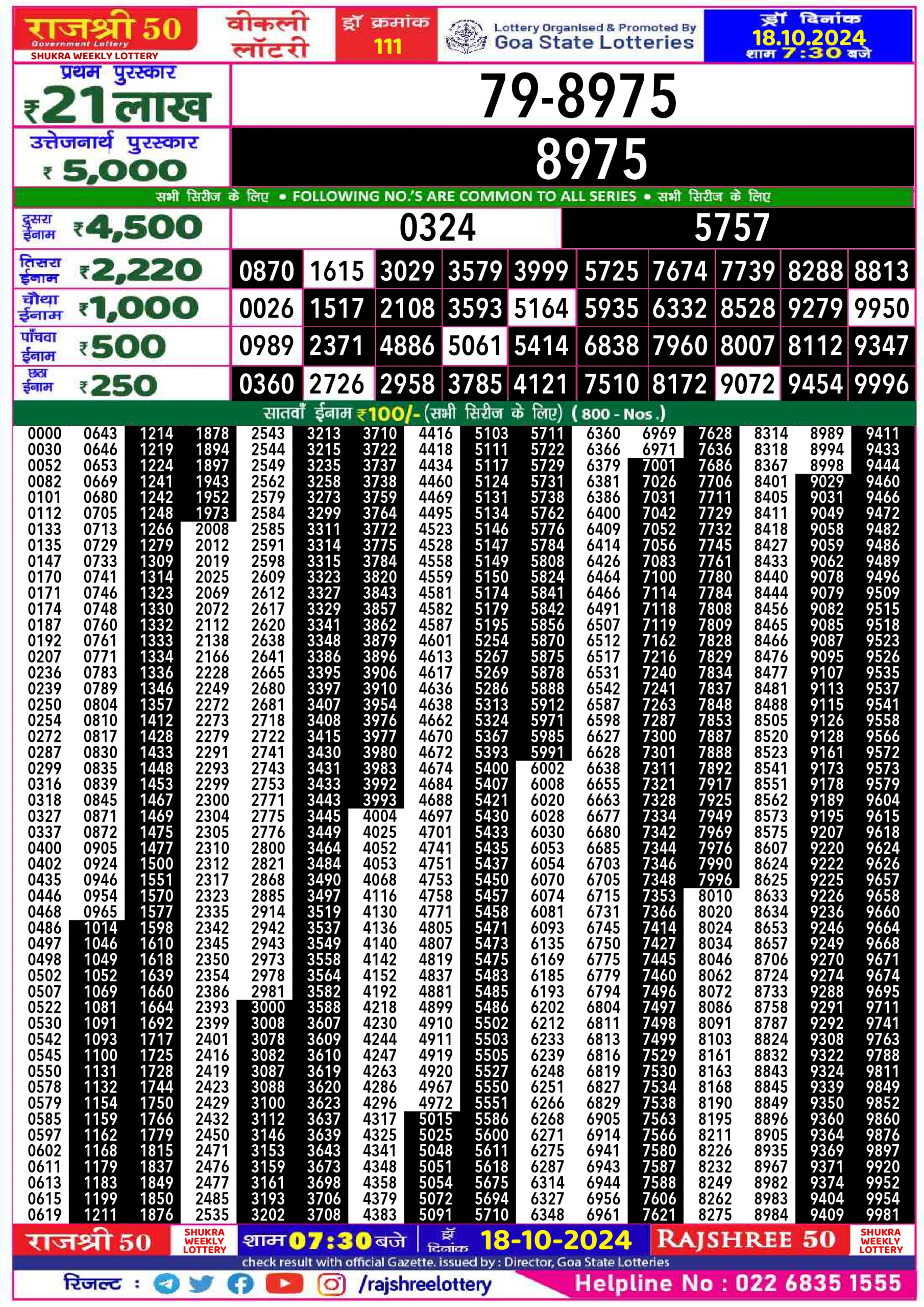 Everest Result Today Dear Lottery Chart