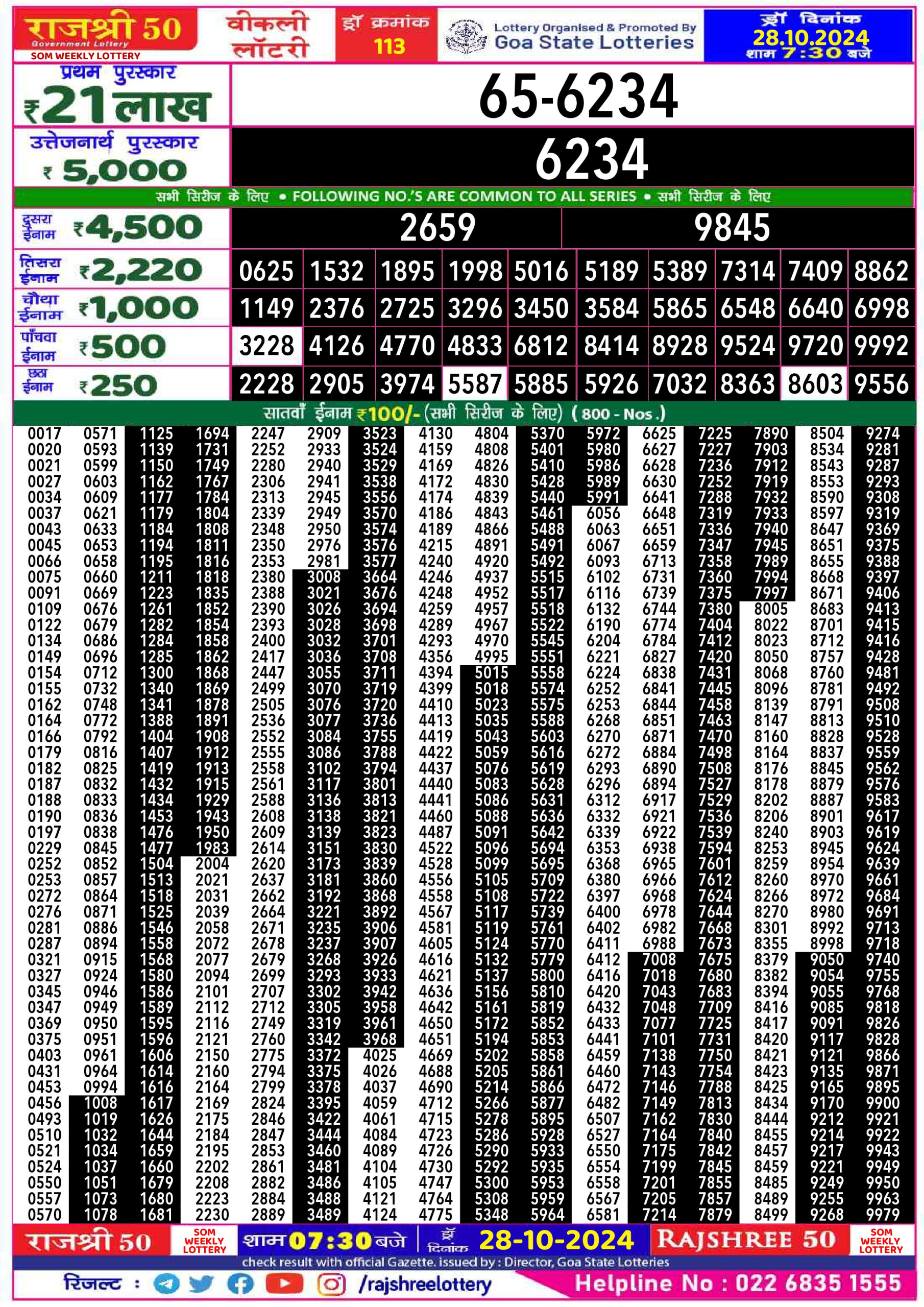 Everest Result Today Dear Lottery Chart