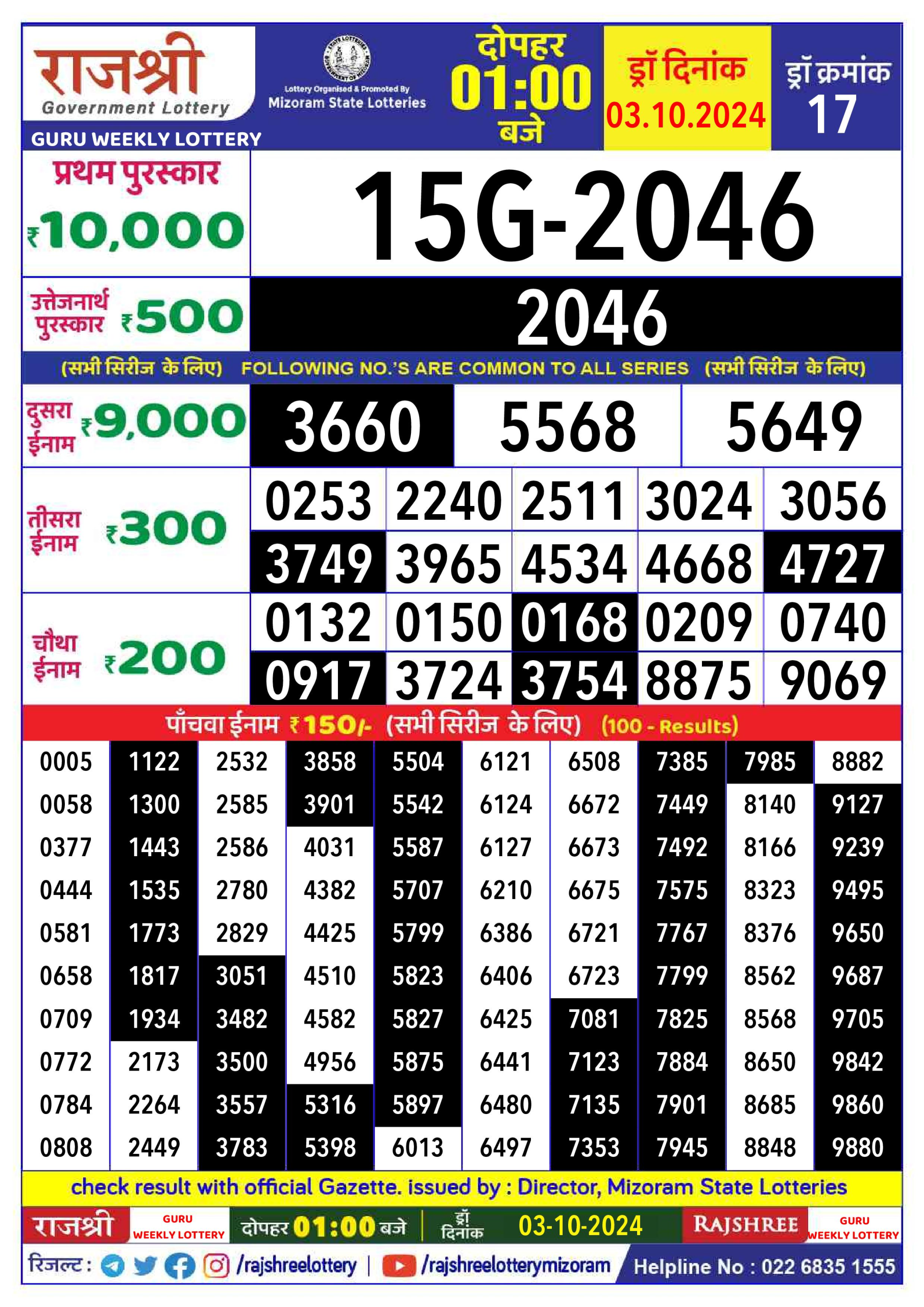 Everest Result Today Dear Lottery Chart