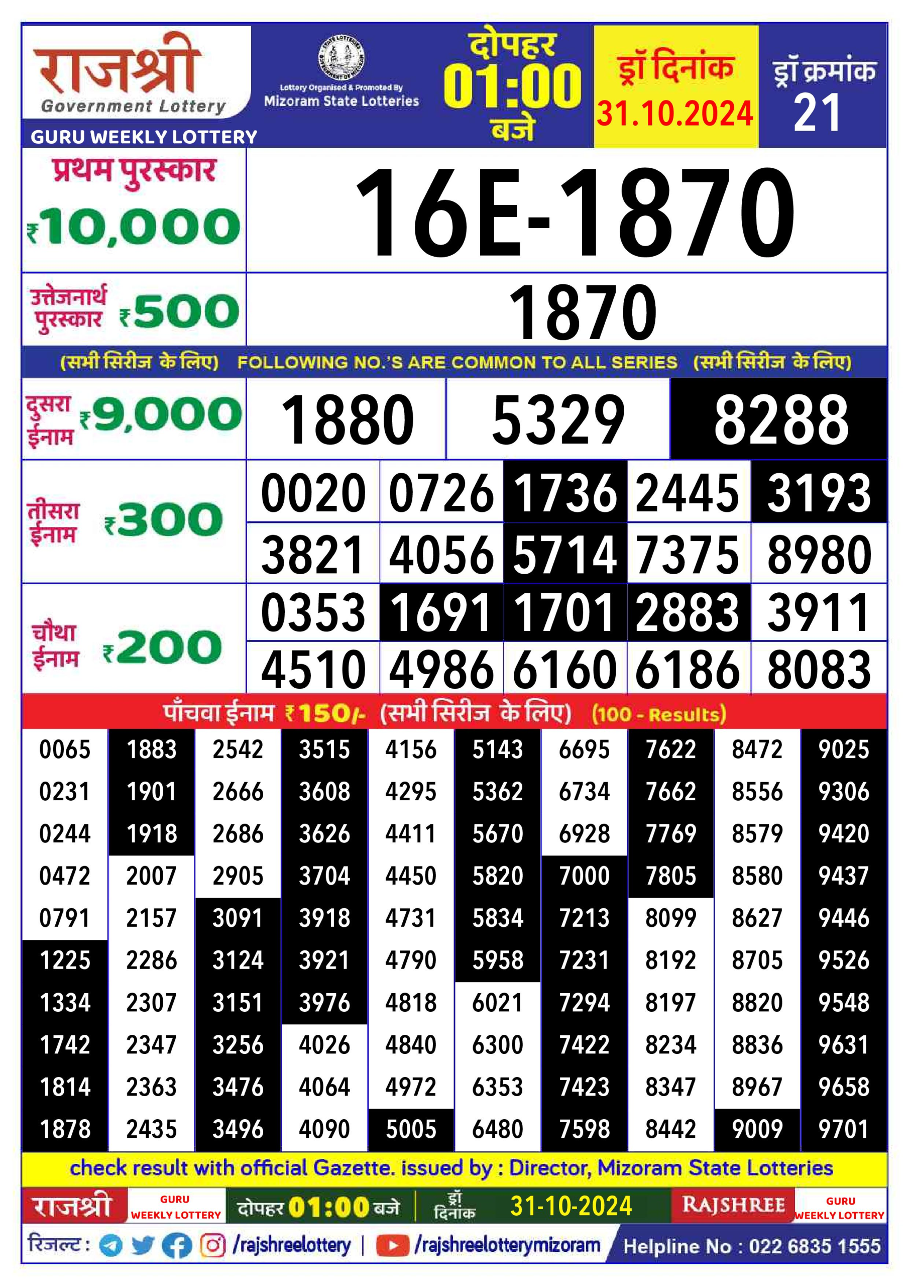 Everest Result Today Dear Lottery Chart