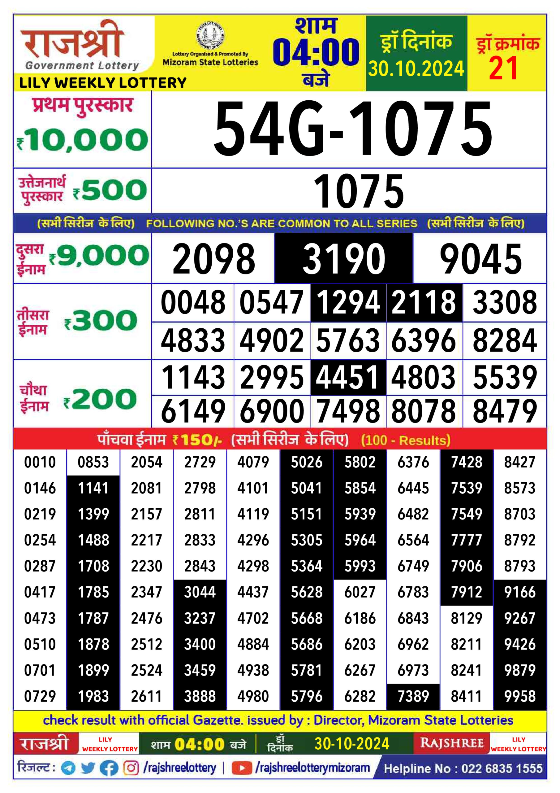 Everest Result Today Dear Lottery Chart