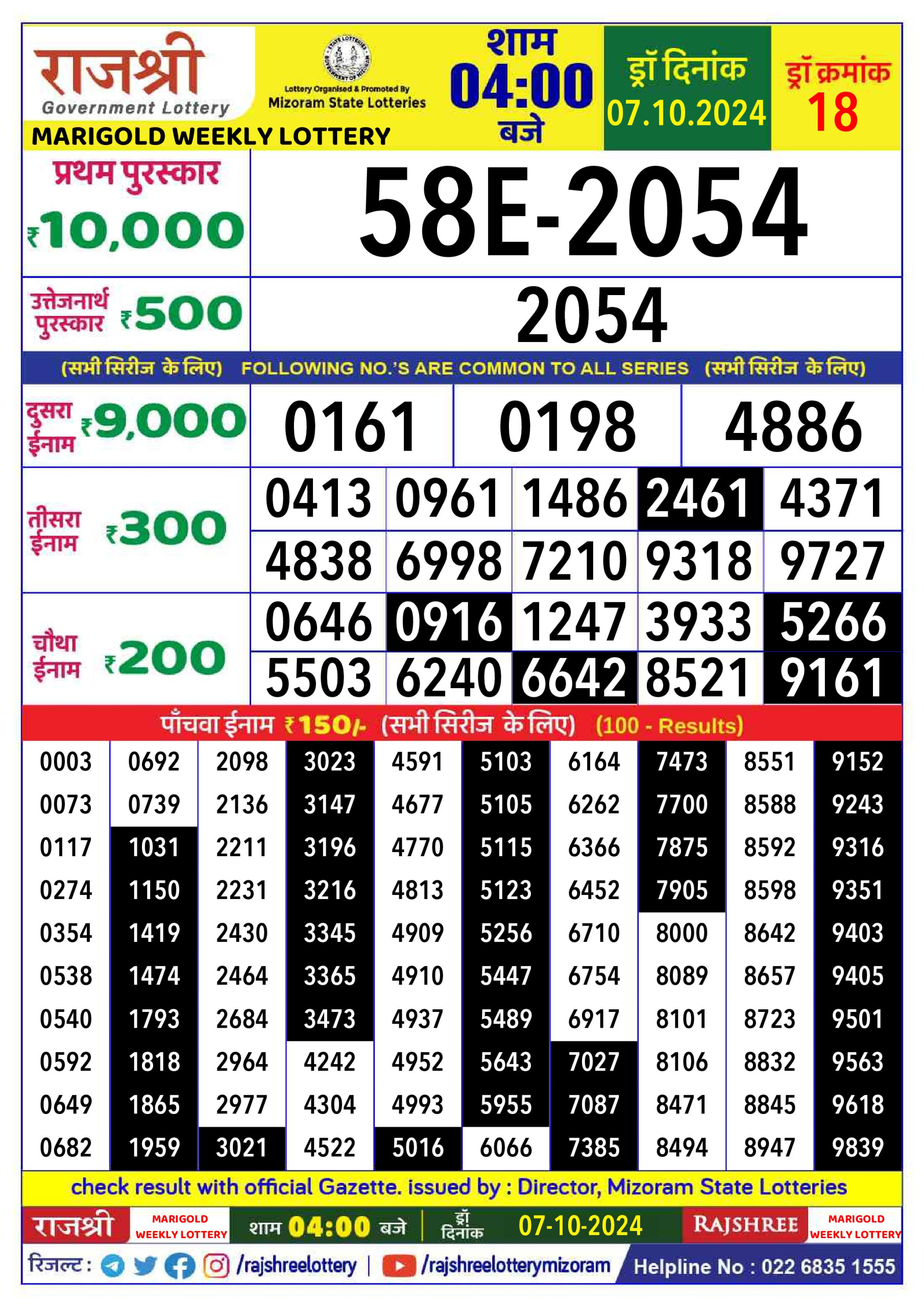 Everest Result Today Dear Lottery Chart