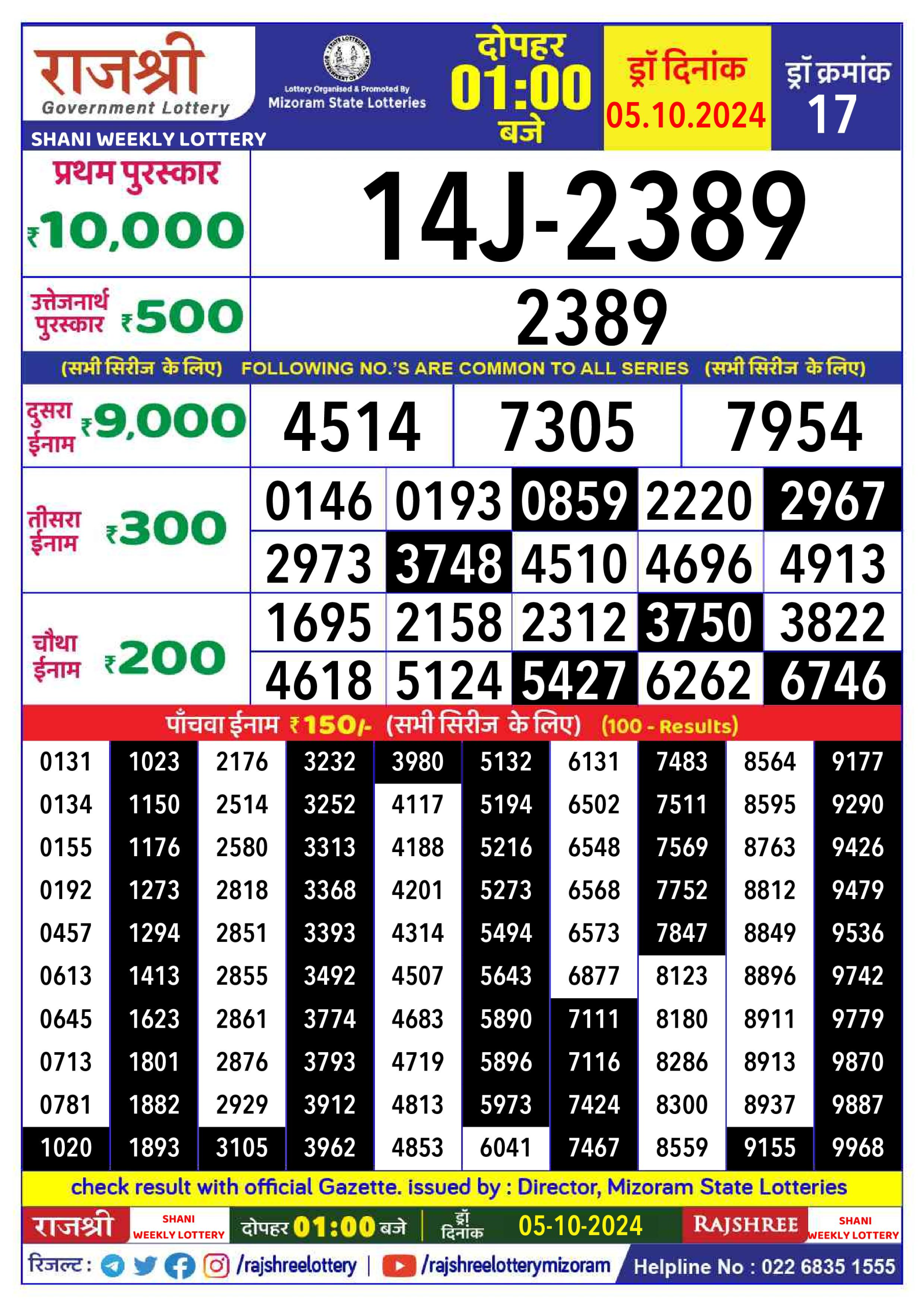 Everest Result Today Dear Lottery Chart