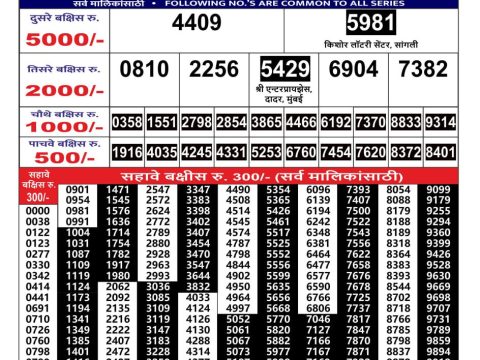 Everest Result Today Dear Lottery Chart