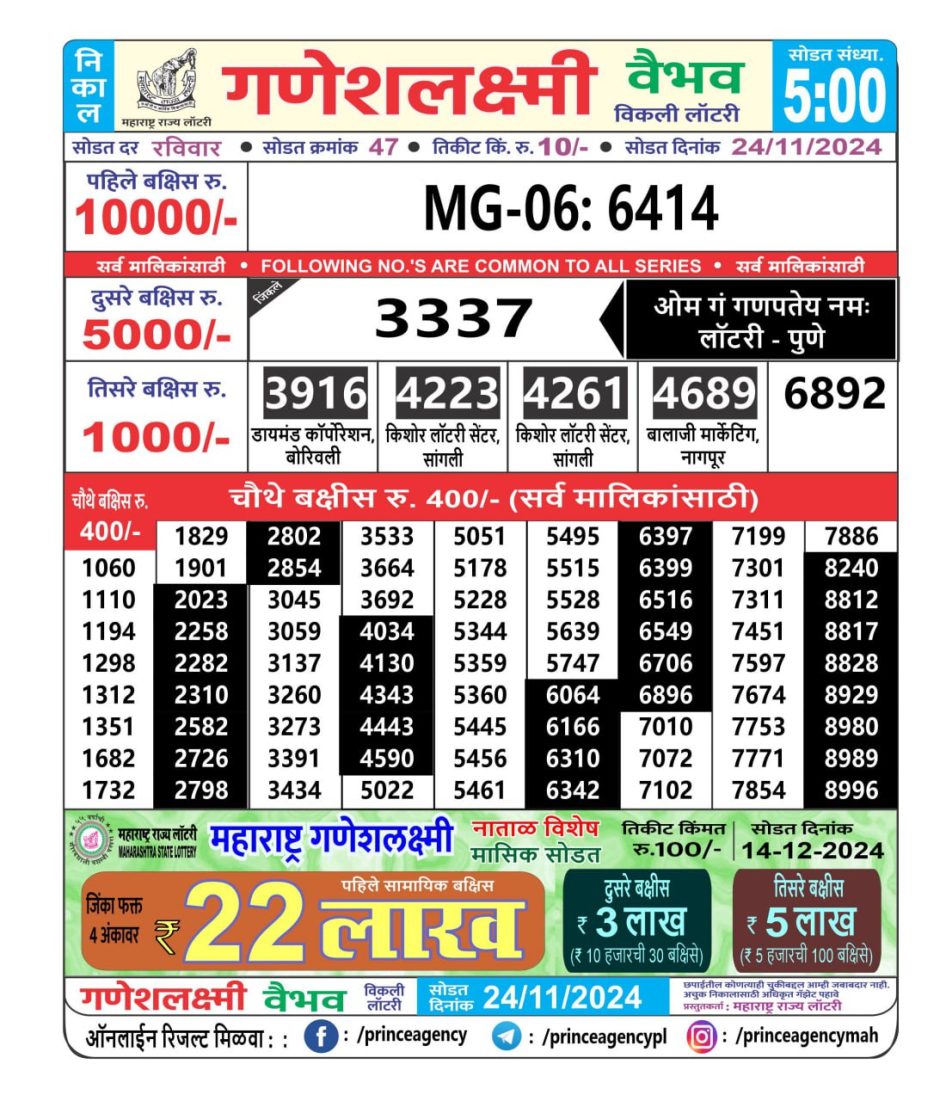 Everest Result Today Dear Lottery Chart