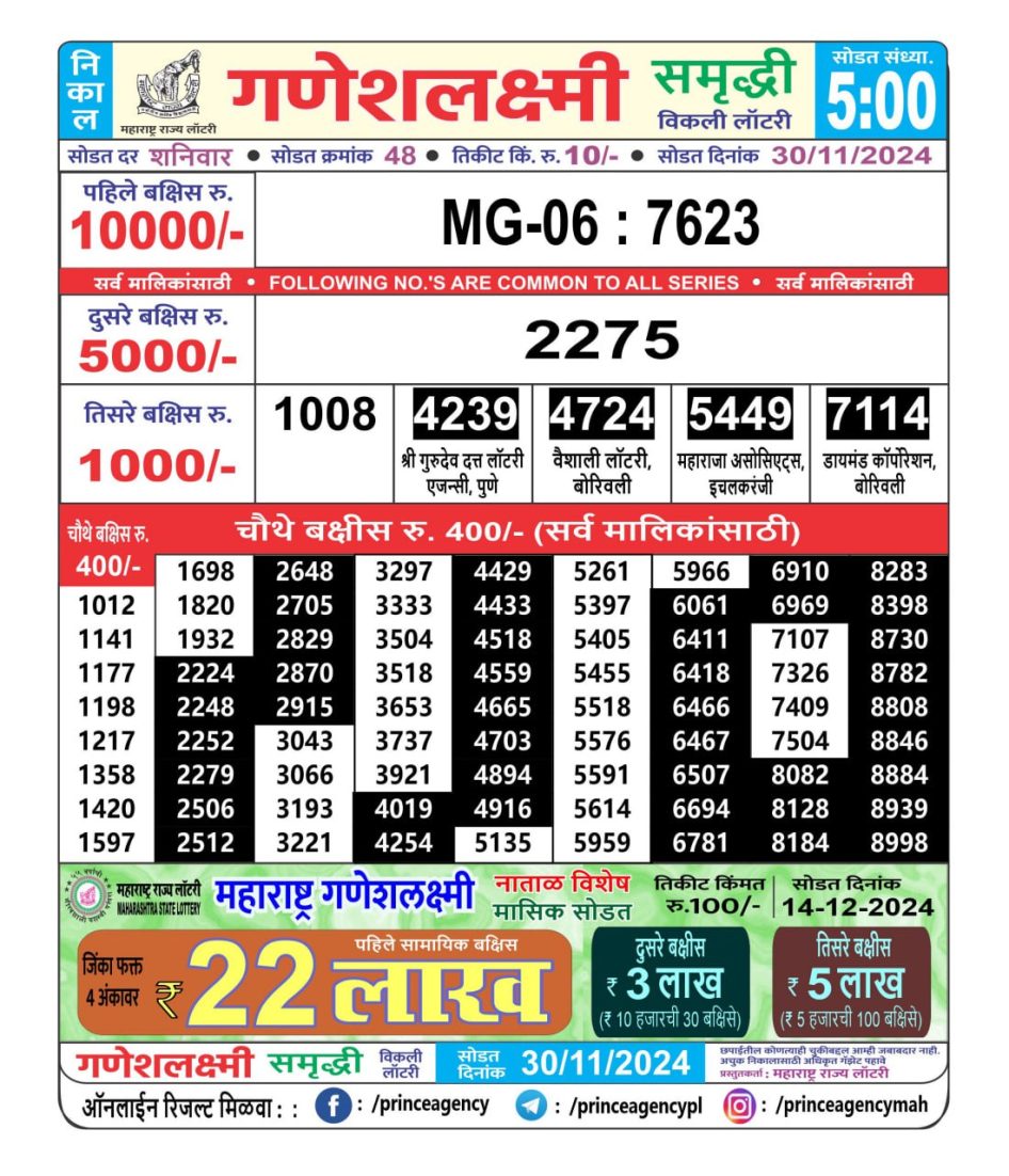 Everest Result Today Dear Lottery Chart