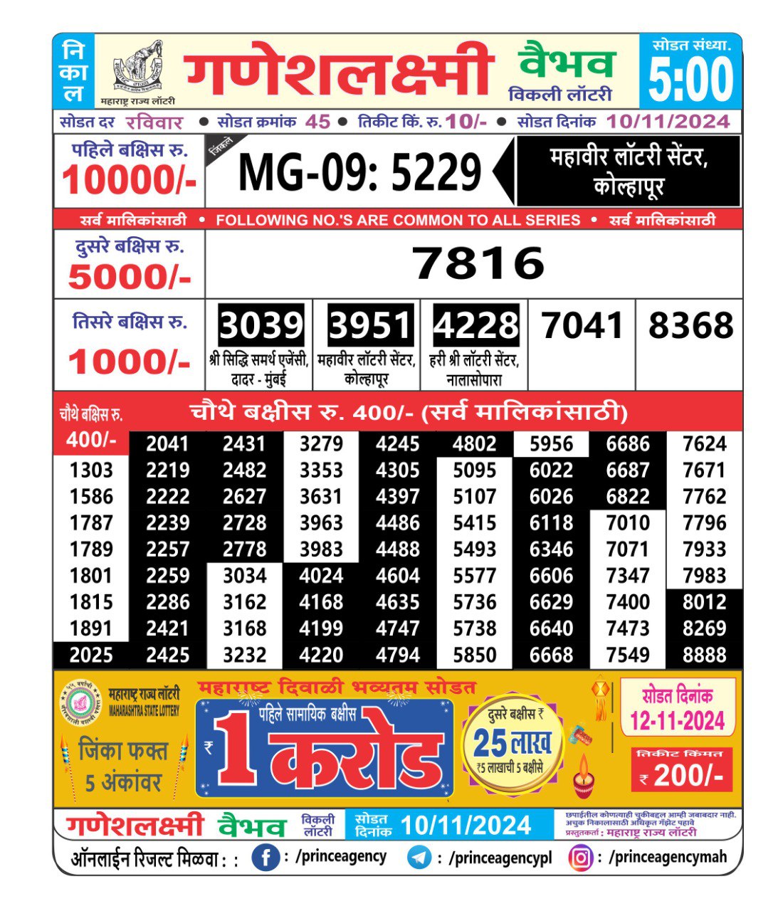 Everest Result Today Dear Lottery Chart