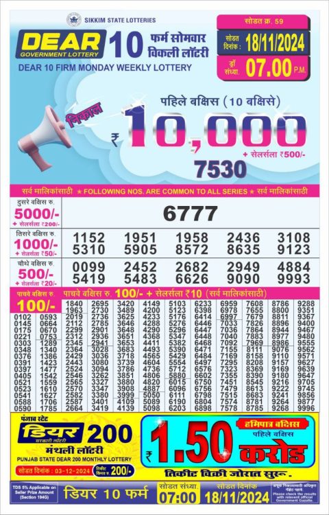 Everest Result Today Dear Lottery Chart