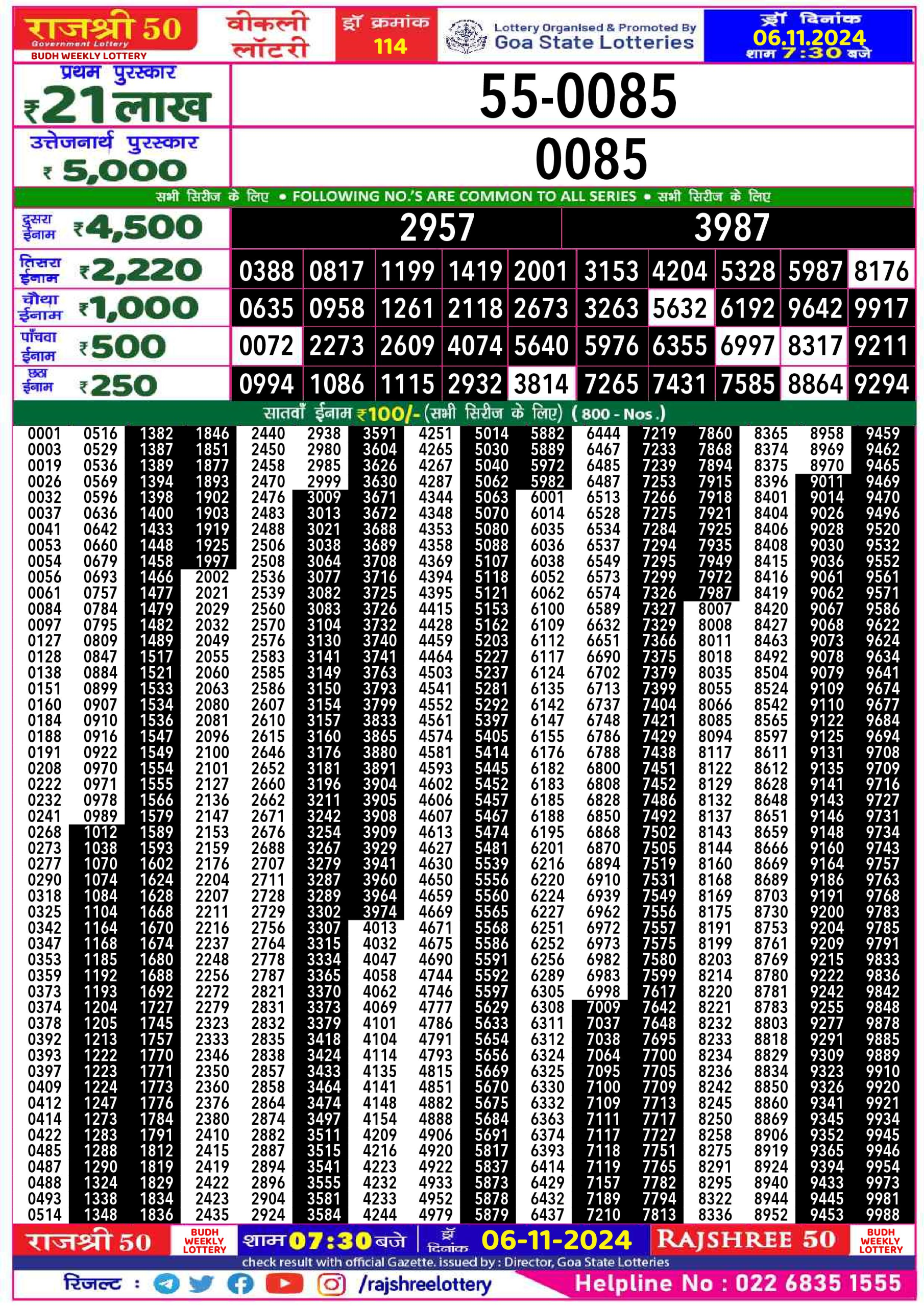 Everest Result Today Dear Lottery Chart