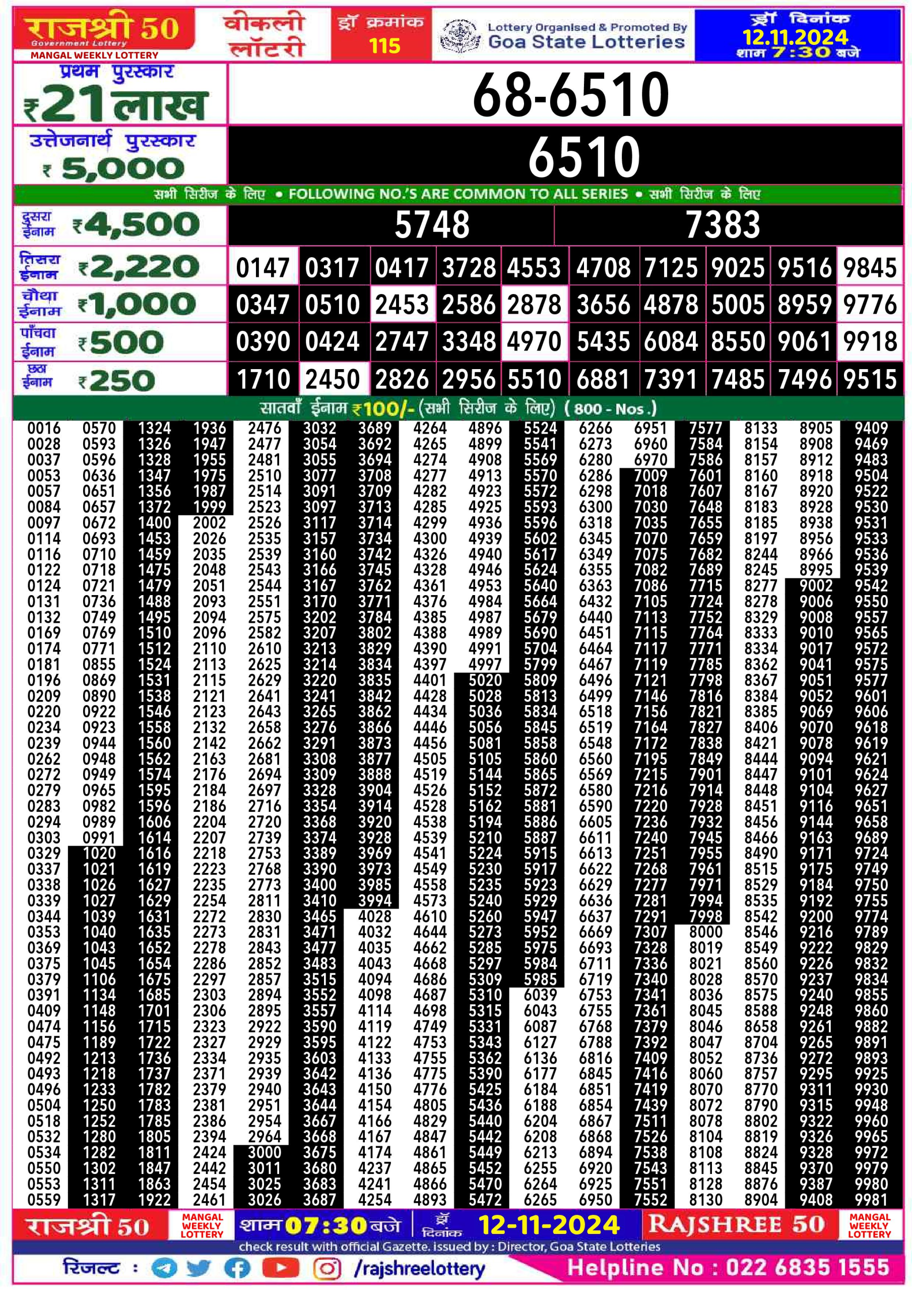 Everest Result Today Dear Lottery Chart