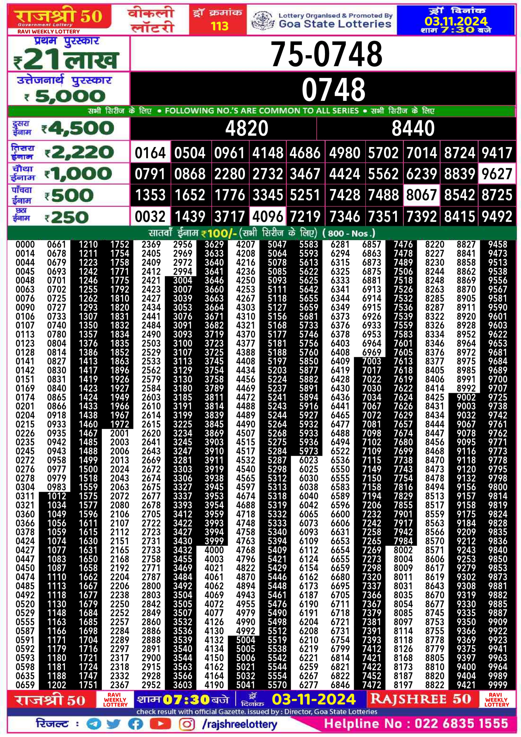 Everest Result Today Dear Lottery Chart