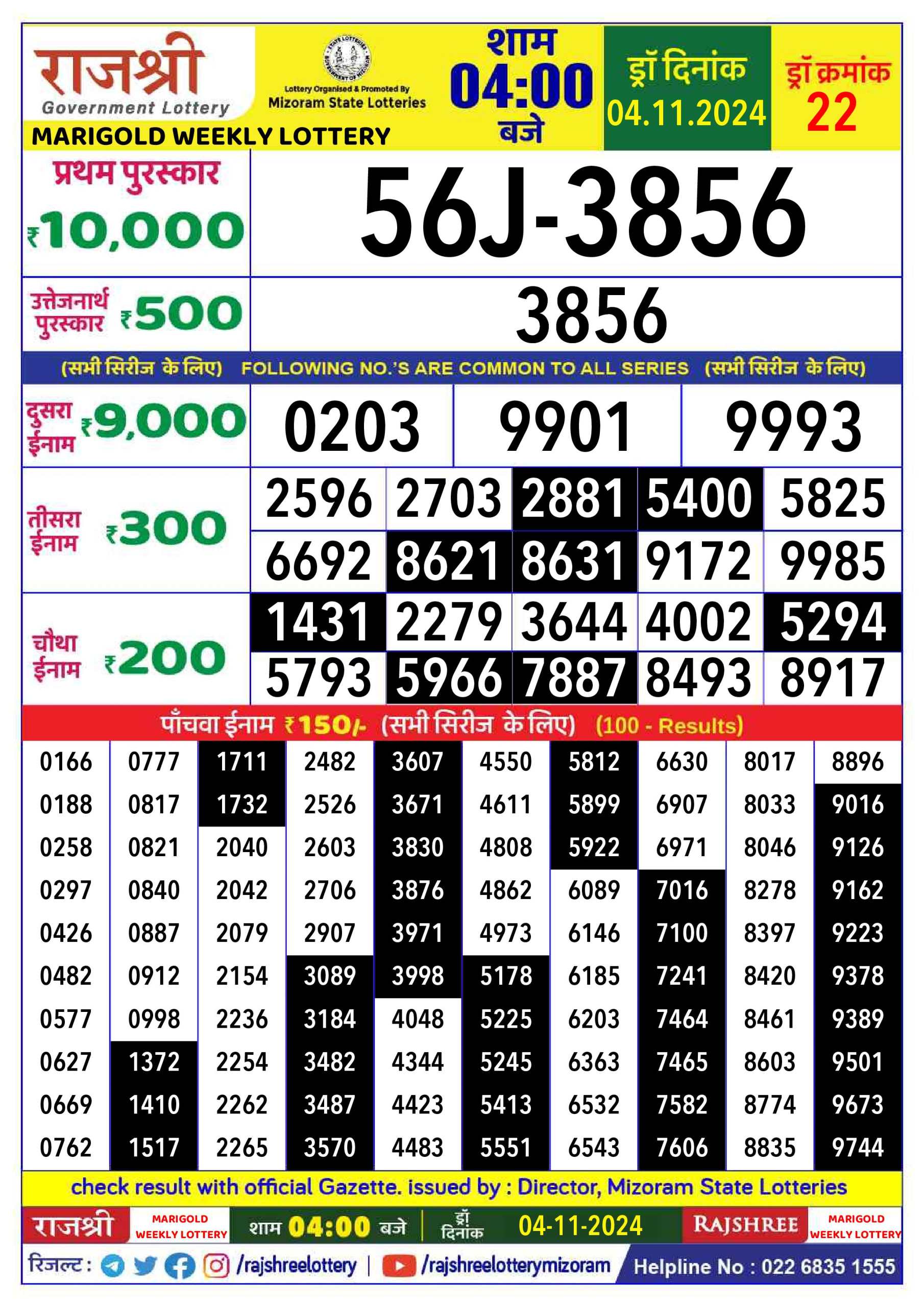 Everest Result Today Dear Lottery Chart