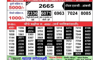 Maharashtra Ganeshlaxmi weekly lottery result 20.11.24