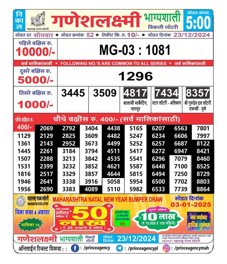 Everest Result Today Dear Lottery Chart